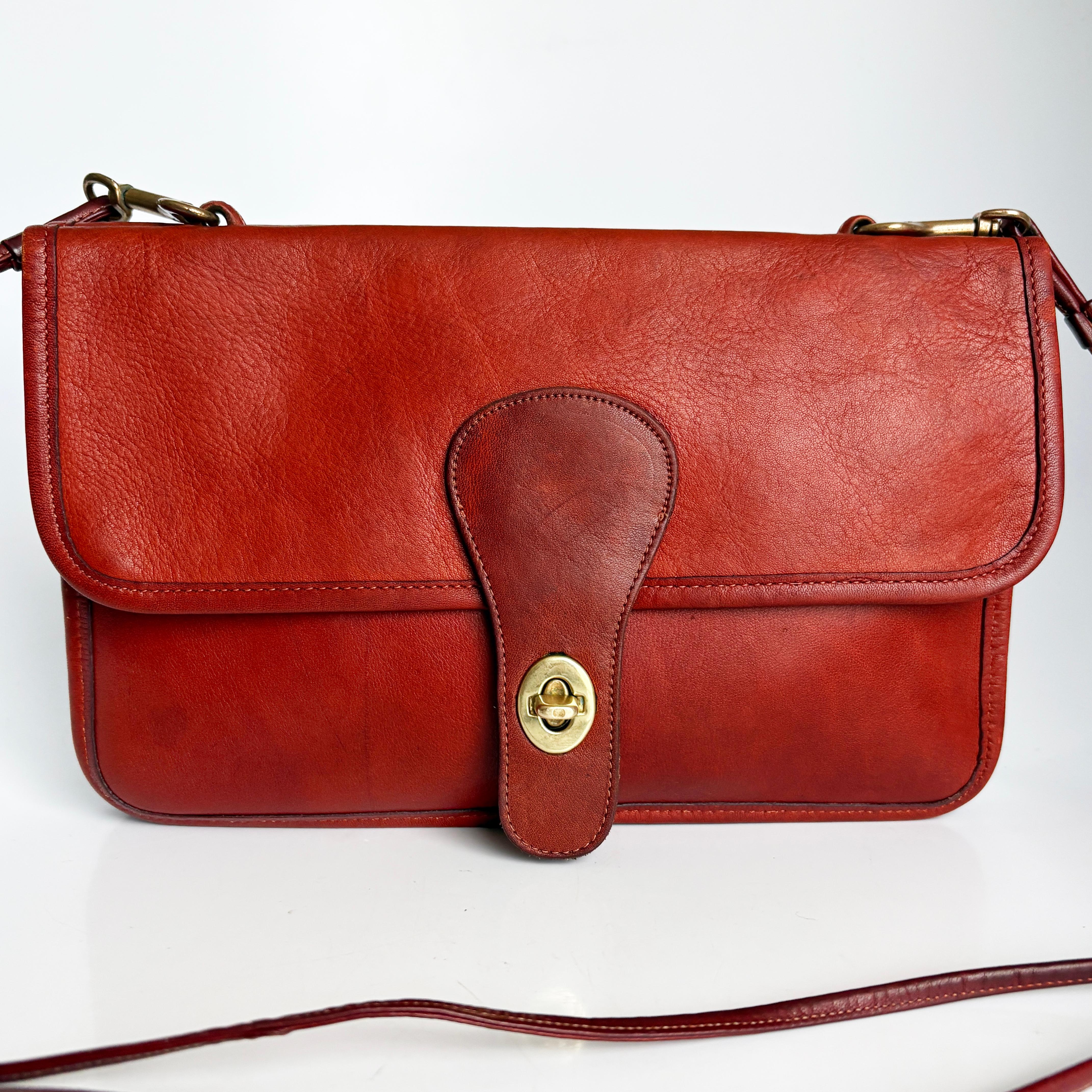 Bonnie Cashin für Coach Twin Clutch Bag RARE Rust Leder Early 70s Umhängetasche im Angebot 3
