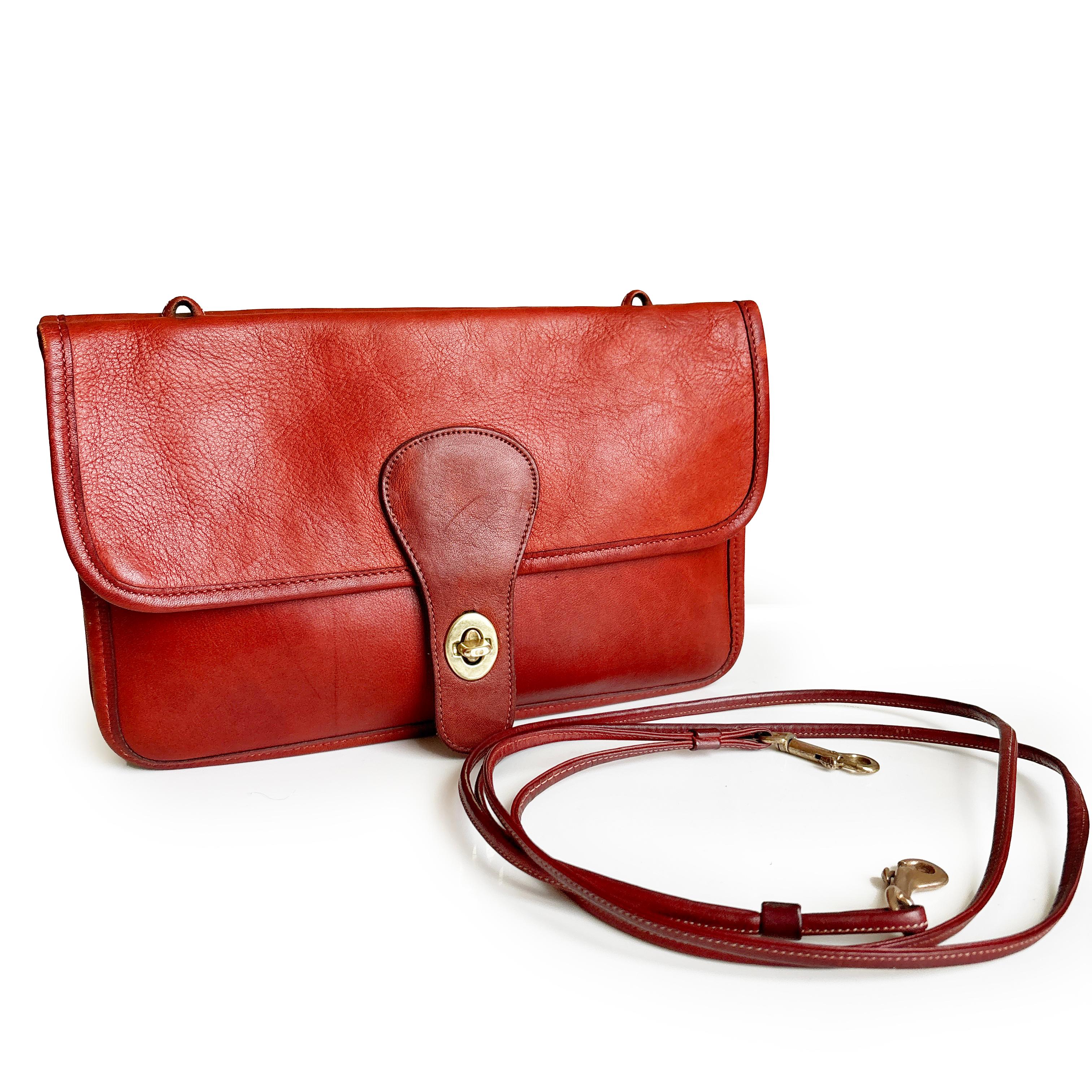 Bonnie Cashin für Coach Twin Clutch Bag RARE Rust Leder Early 70s Umhängetasche im Angebot 4