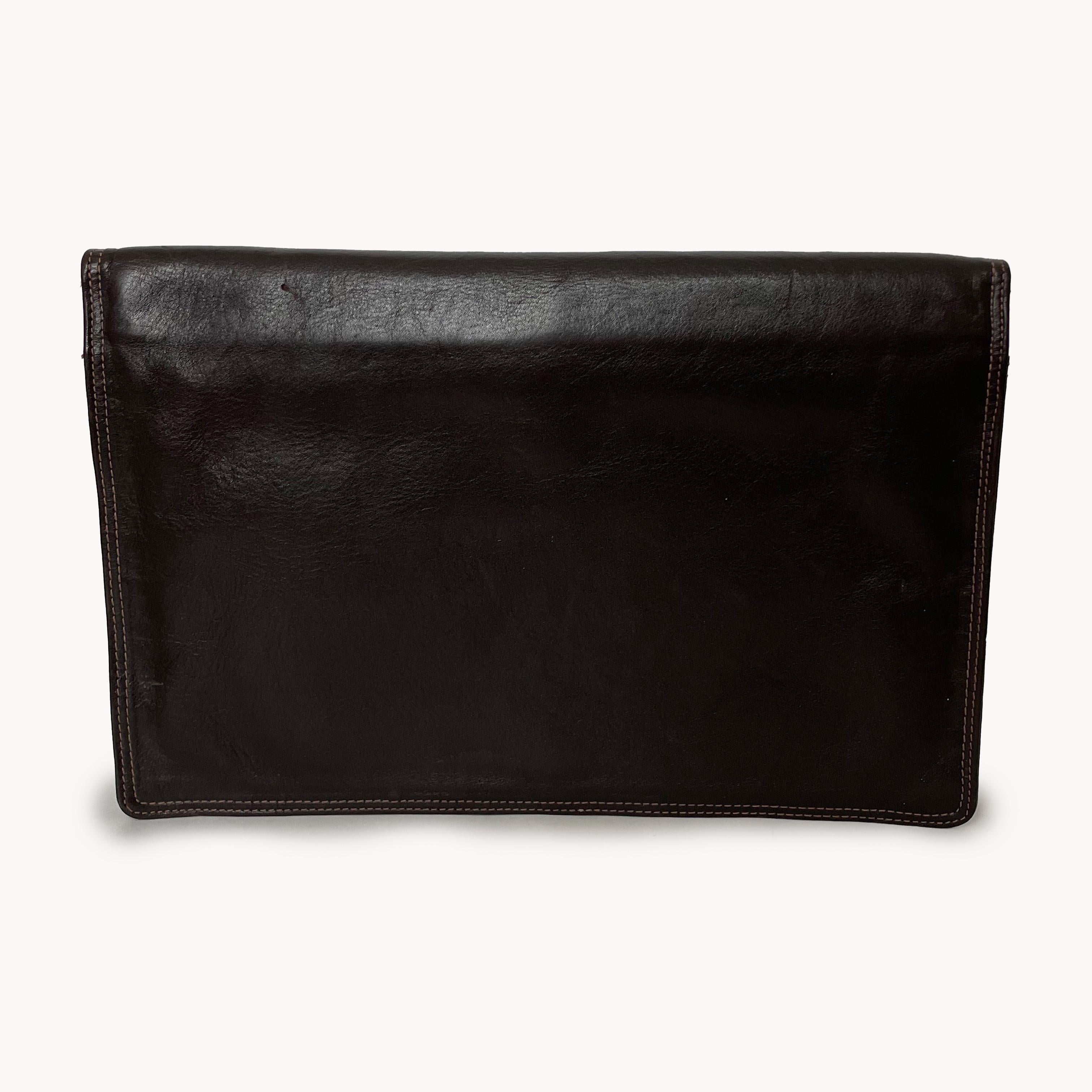 Bonnie Cashin for Meyers Oversized Clutch Bag Portfolio Brown Leather Vintage For Sale 1