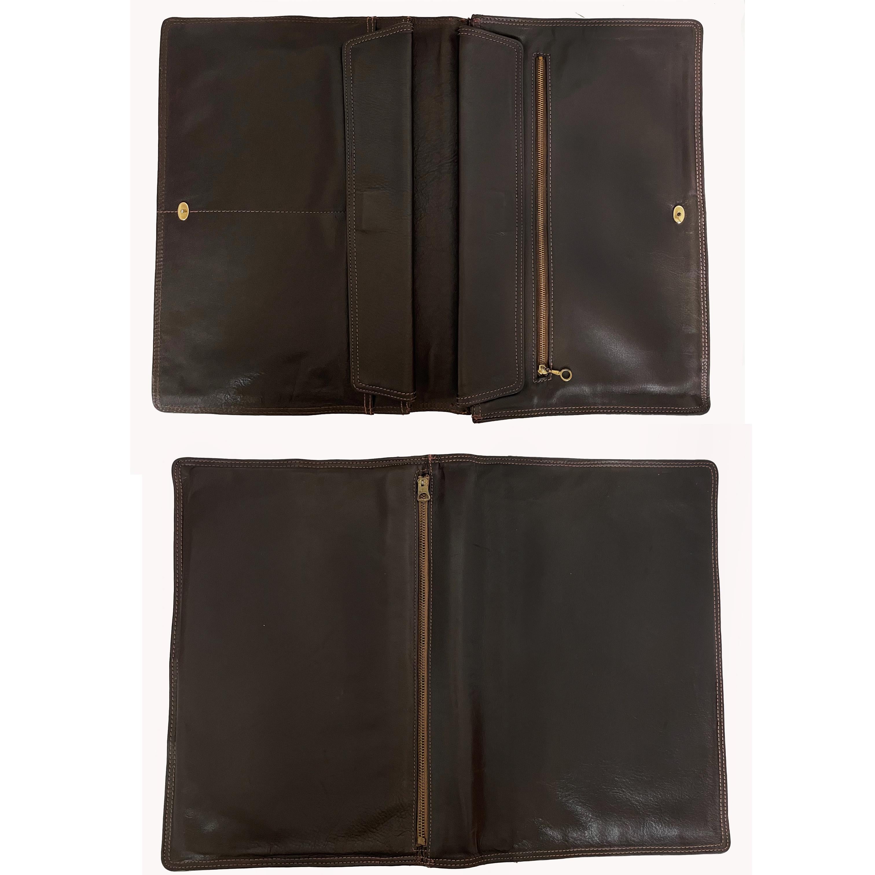 Bonnie Cashin for Meyers Oversized Clutch Bag Portfolio Brown Leather Vintage For Sale 7