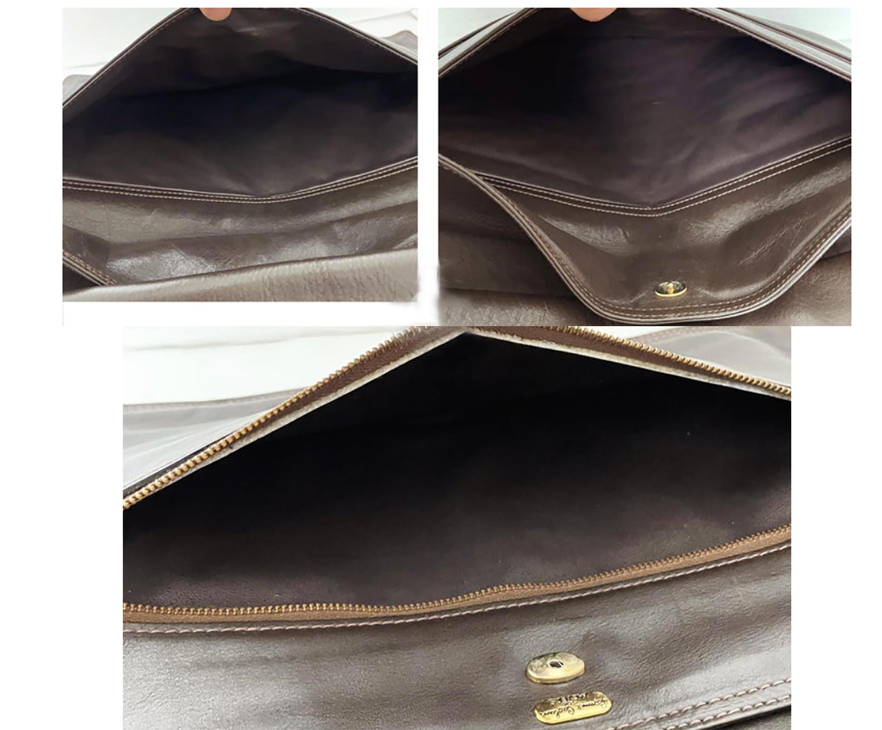 Bonnie Cashin for Meyers Oversized Clutch Bag Portfolio Brown Leather Vintage For Sale 9