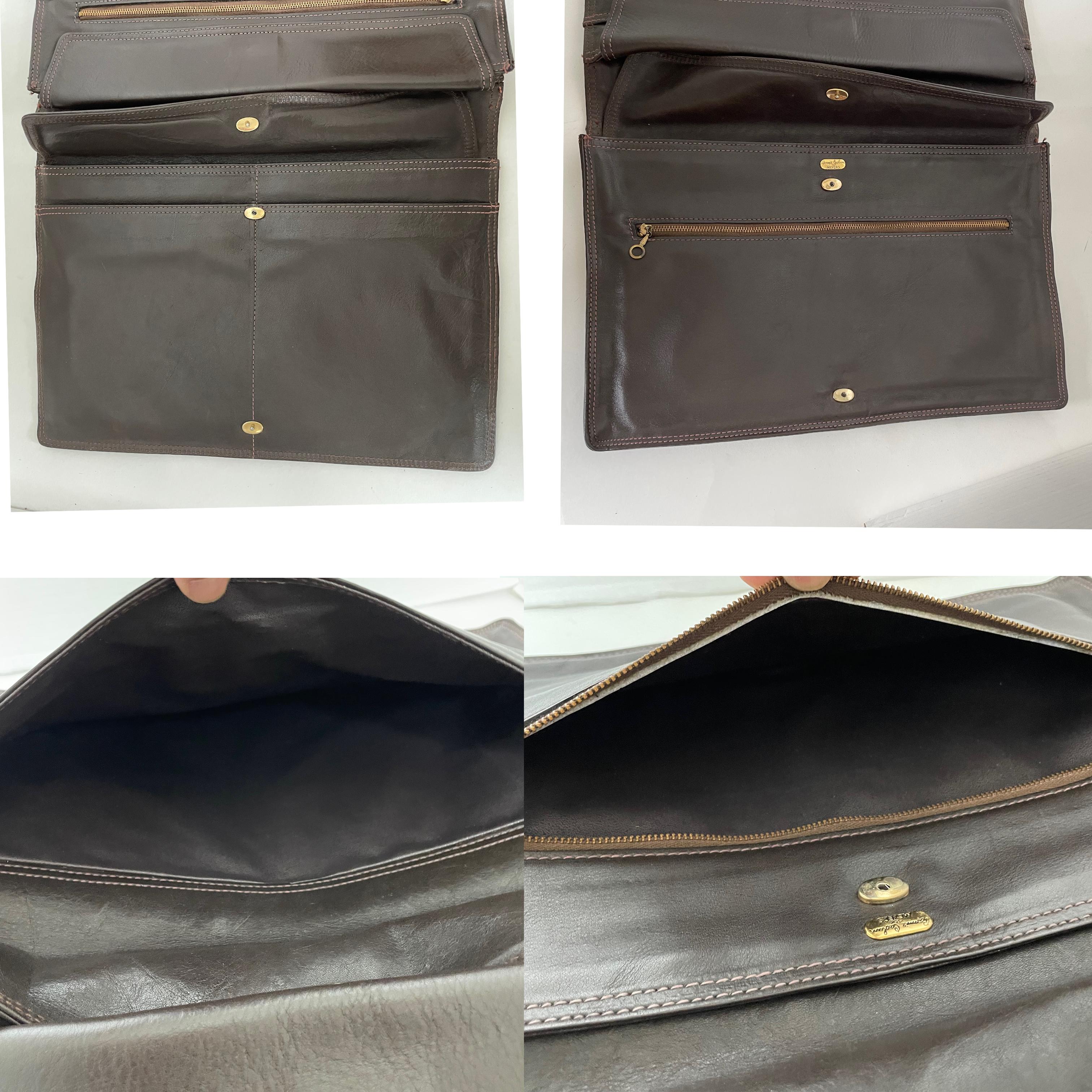 Bonnie Cashin for Meyers Oversized Clutch Bag Portfolio Brown Leather Vintage For Sale 8