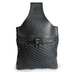 Bonnie Cashin for Meyers Sling Bag Black Leather Lattice Pocket Rare 70s Vintage