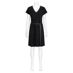 Bonnie Cashin for Sills 1960s Vintage Black Knit V-Neck Dress & Belt