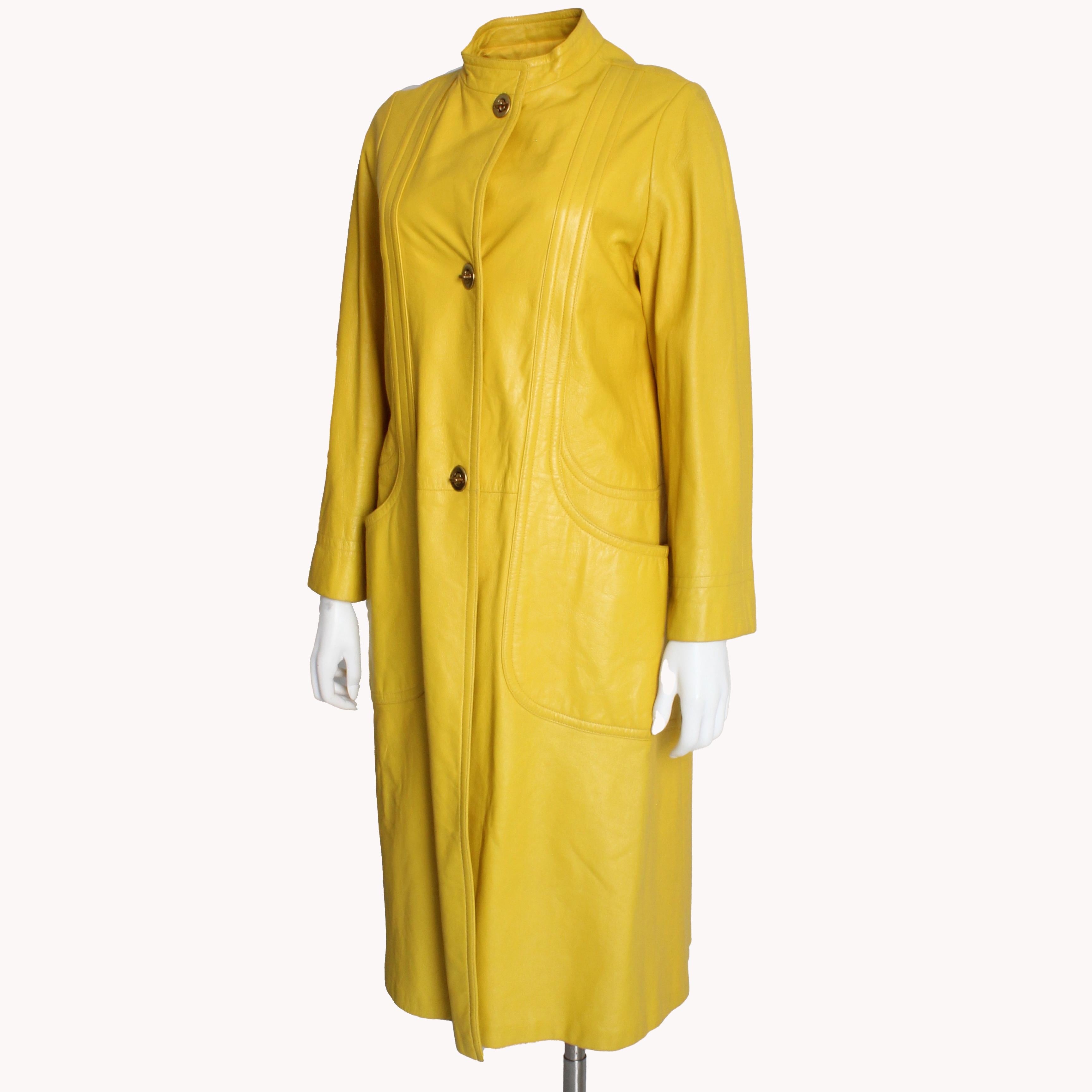 Bonnie Cashin for Sills 1960s Yellow Leather Coat Mod Vintage Long Jacket Rare For Sale 1