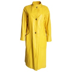 Bonnie Cashin for Sills 1960s Yellow Leather Coat Mod Vintage Long Jacket Rare