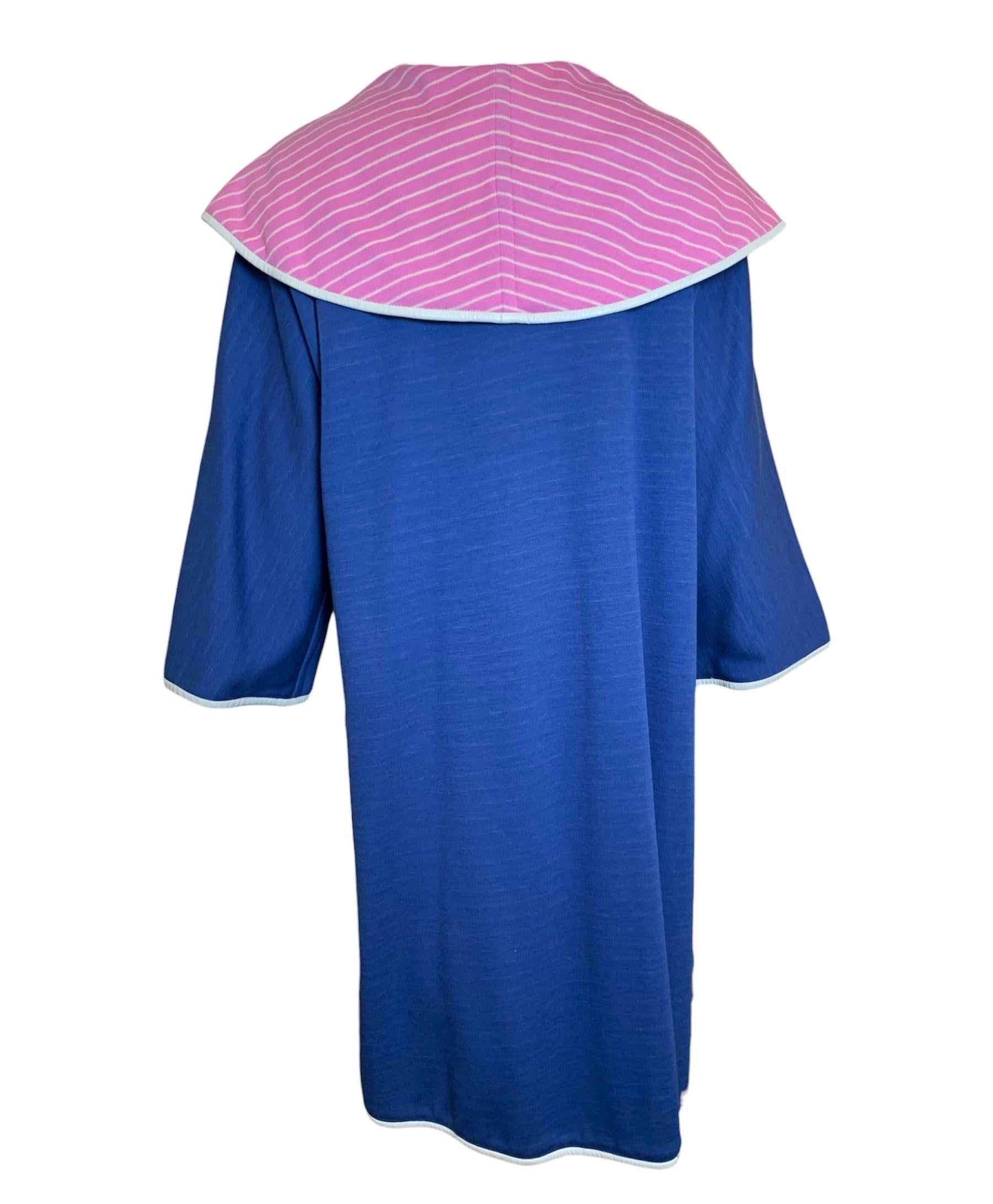 Purple Bonnie Cashin for Sills Blue and Pink Striped Coat & Dress Ensemble, 1960s For Sale