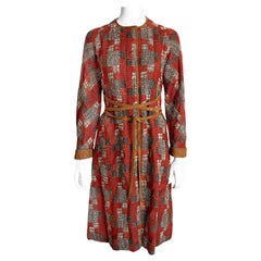 Bonnie Cashin for Sills Coat 1960s Tweed Knit Suede Trim Wrap Tie Waist Vintage