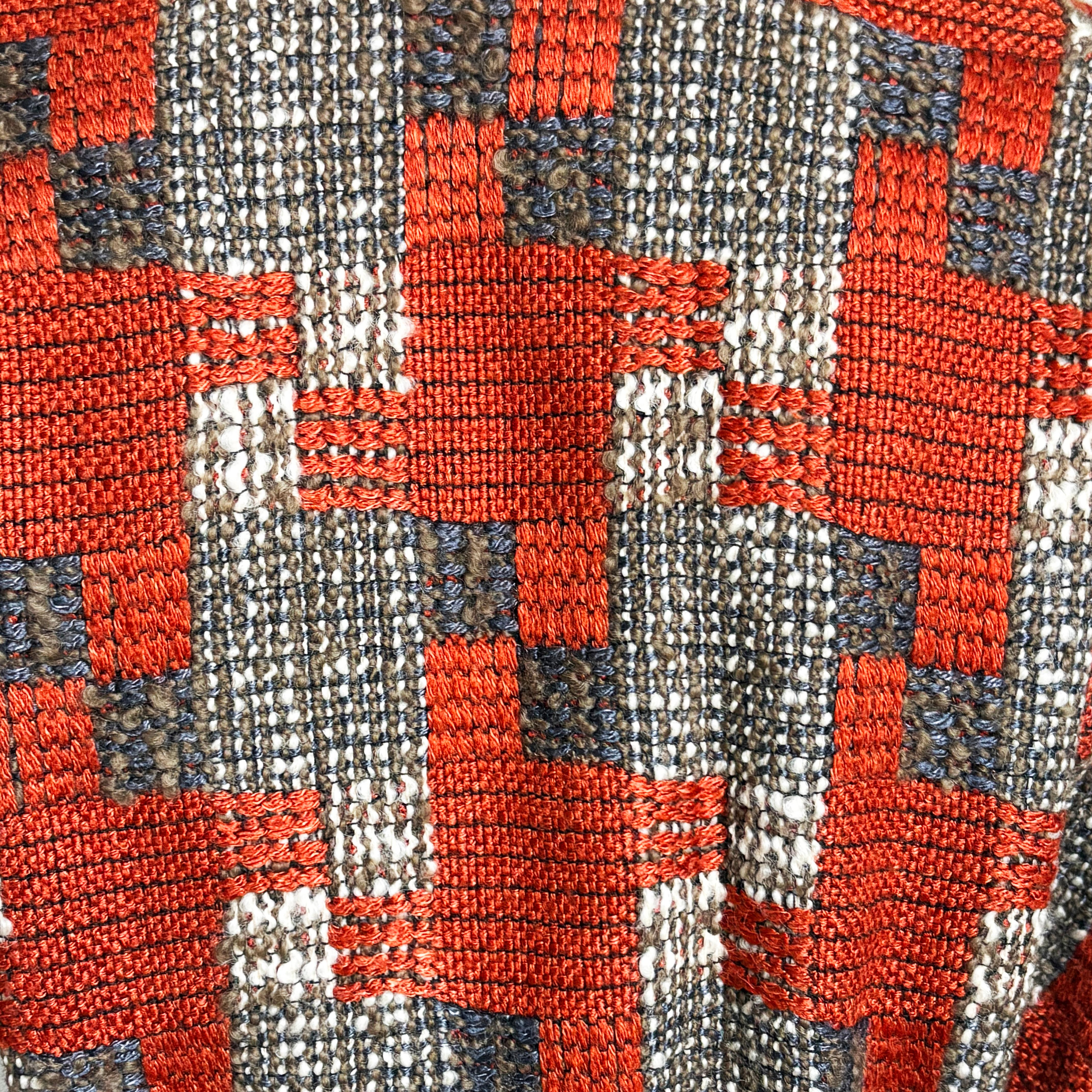 Bonnie Cashin for Sills Coat Abstract Tweed Knit Suede Trim Tie Wrap Waist 60s In Good Condition For Sale In Port Saint Lucie, FL