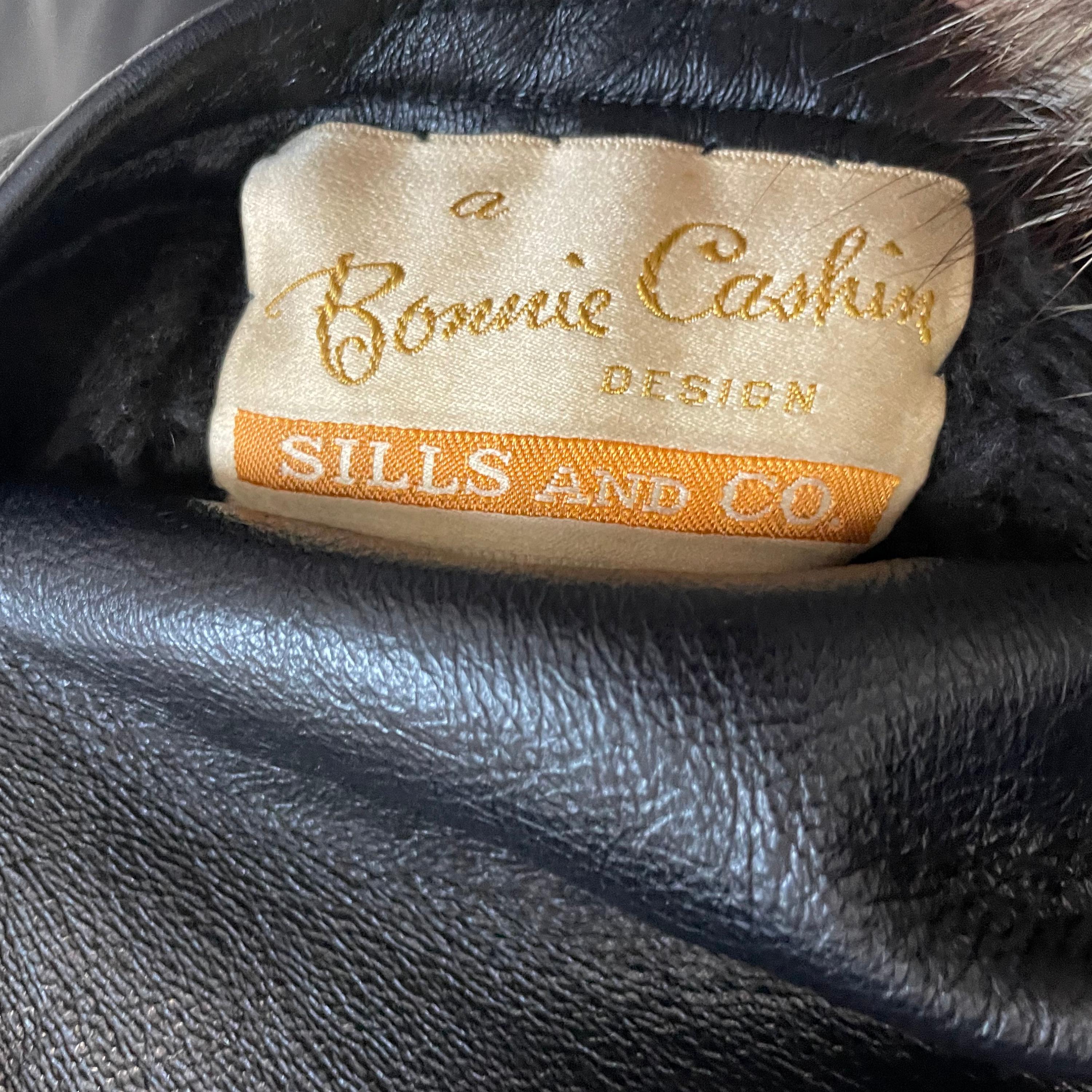 Bonnie Cashin for Sills Coat Black Leather Reversible Raccoon Fur Vintage 1960s  For Sale 7