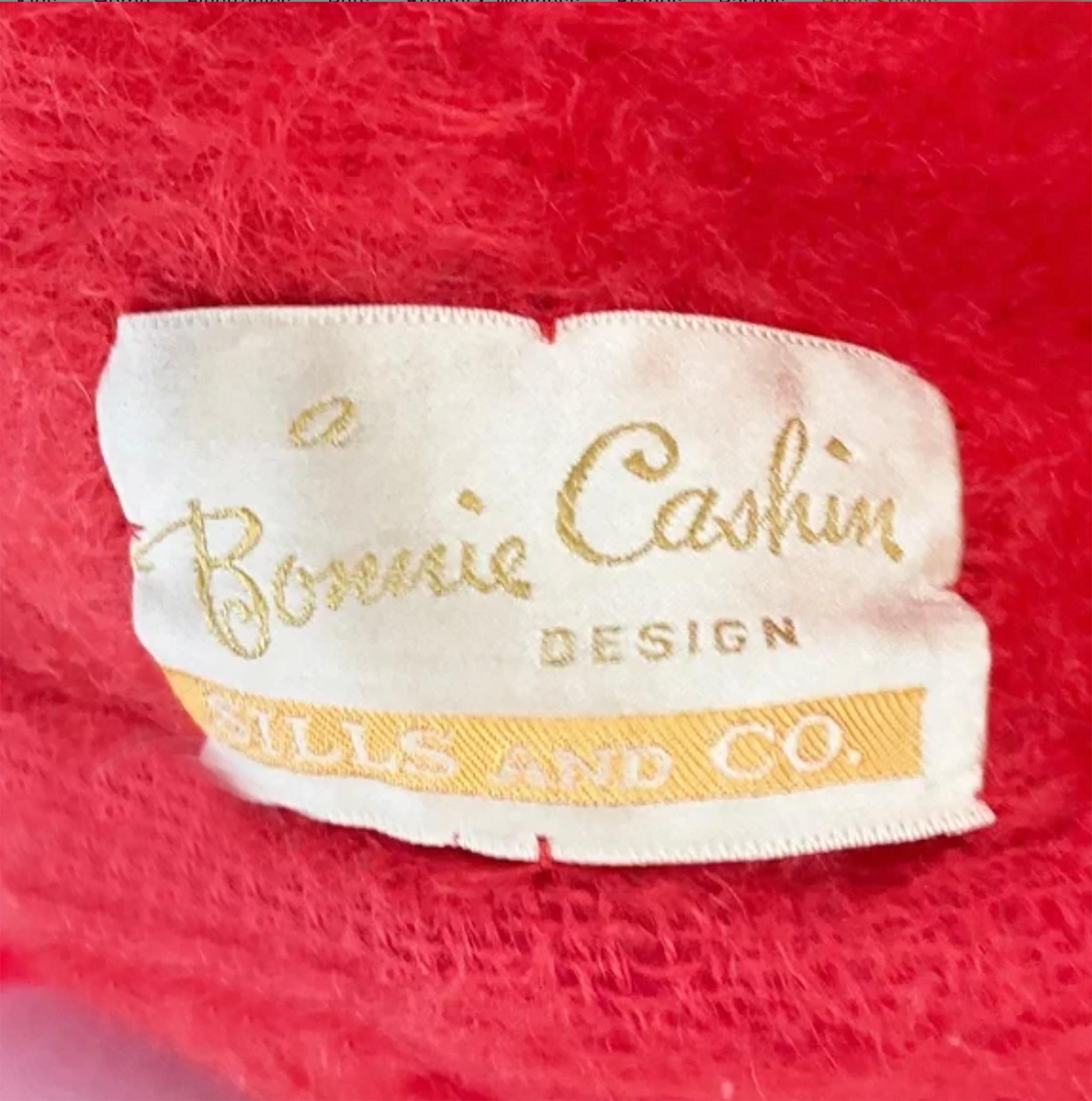 Bonnie Cashin for Sills Abrigo Kimono Manga Mohair Lana Con Capucha Recorte Cuero Años 60 en venta 6