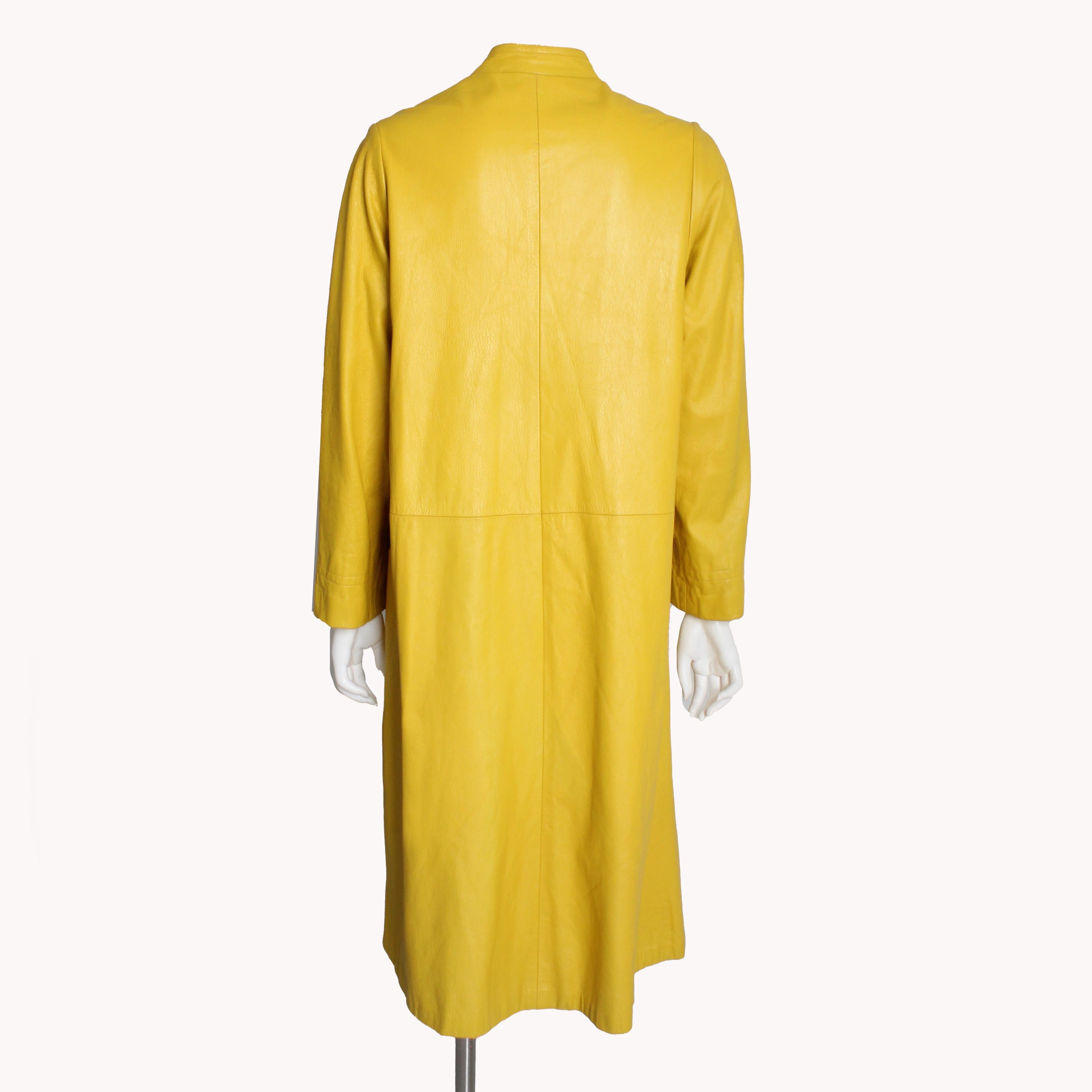 Bonnie Cashin for Sills - Manteau long en cuir jaune vif, vintage, années 60  en vente 3