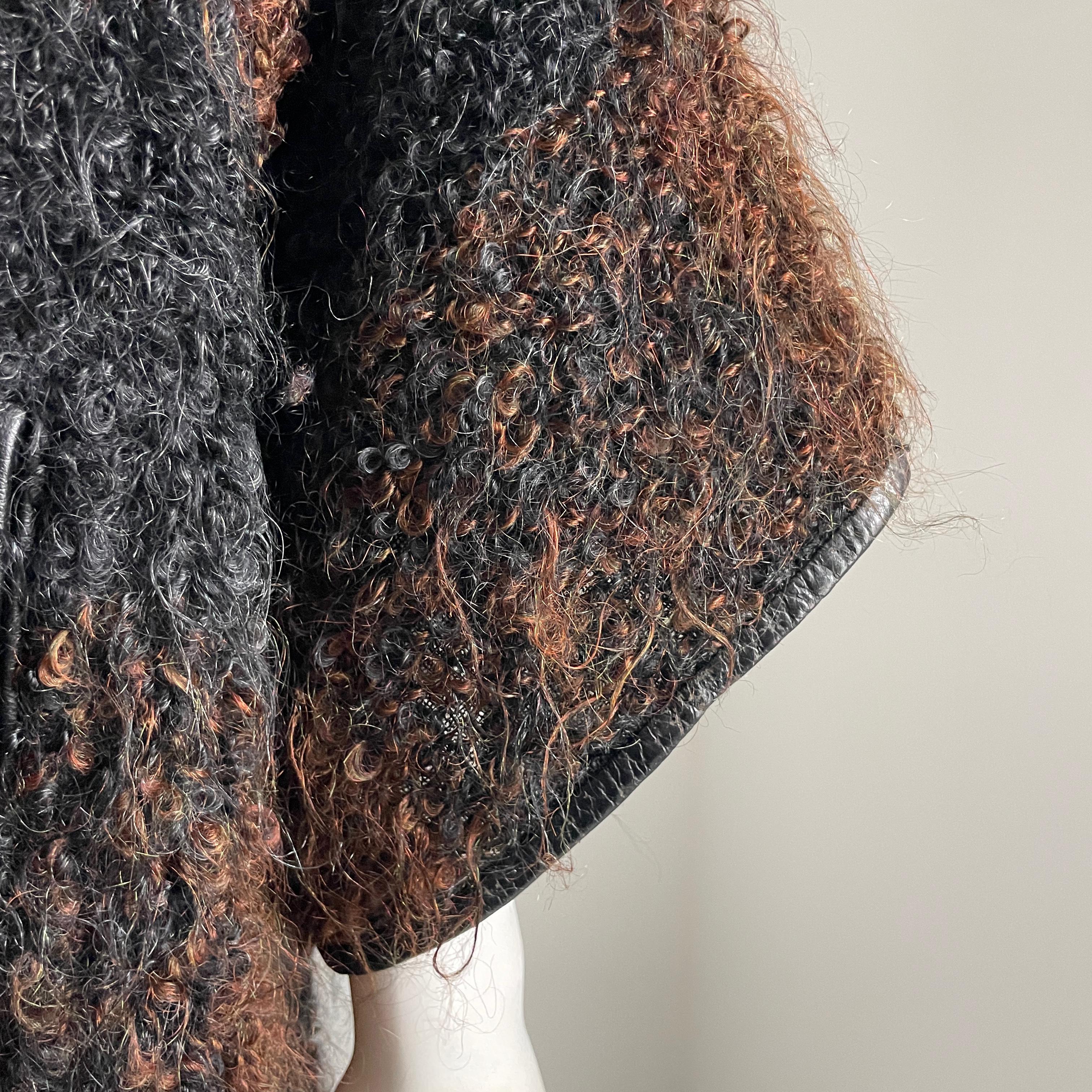 Bonnie Cashin for Sills Cappotto NOH Mohair Knit Leather Trim Museum Piece Rare OS in vendita 7