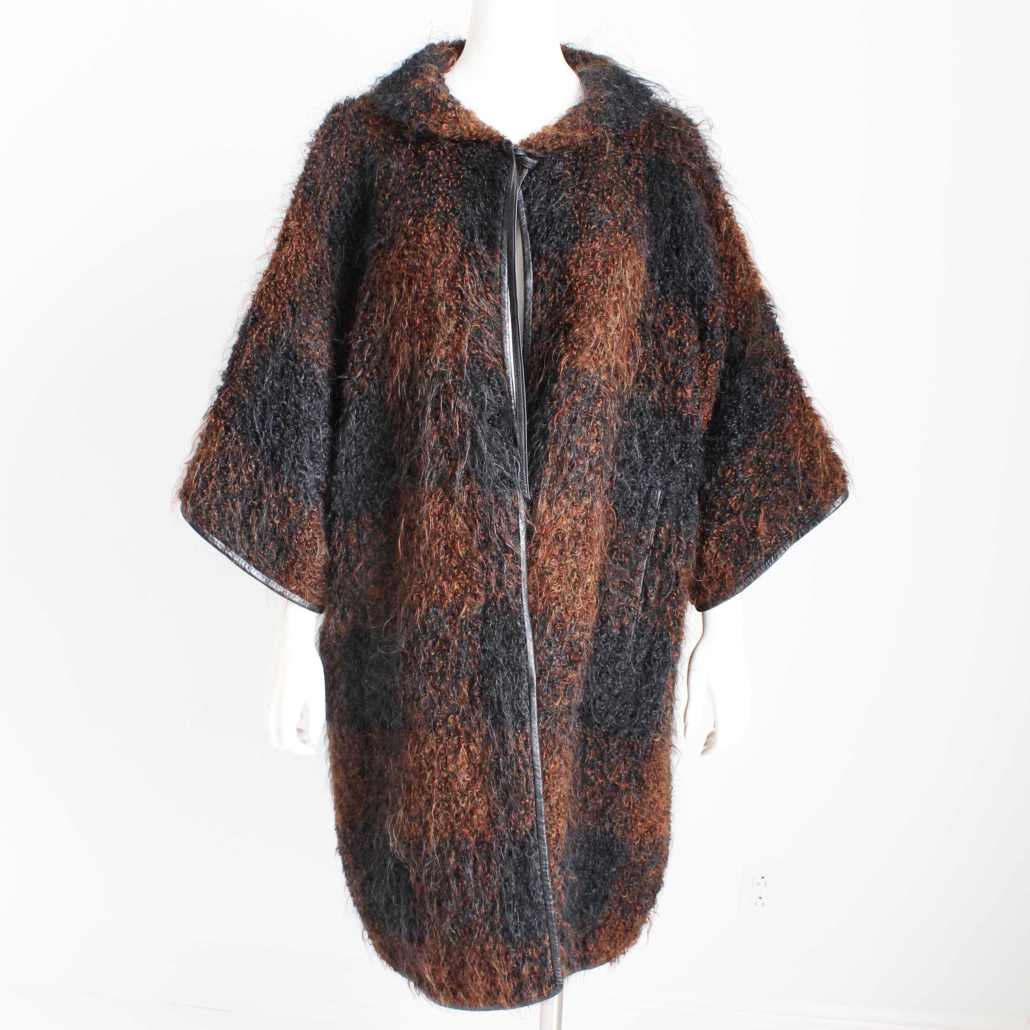Women's or Men's Bonnie Cashin for Sills Coat NOH Mohair Knit Leather Trim Museum Piece Rare OS For Sale