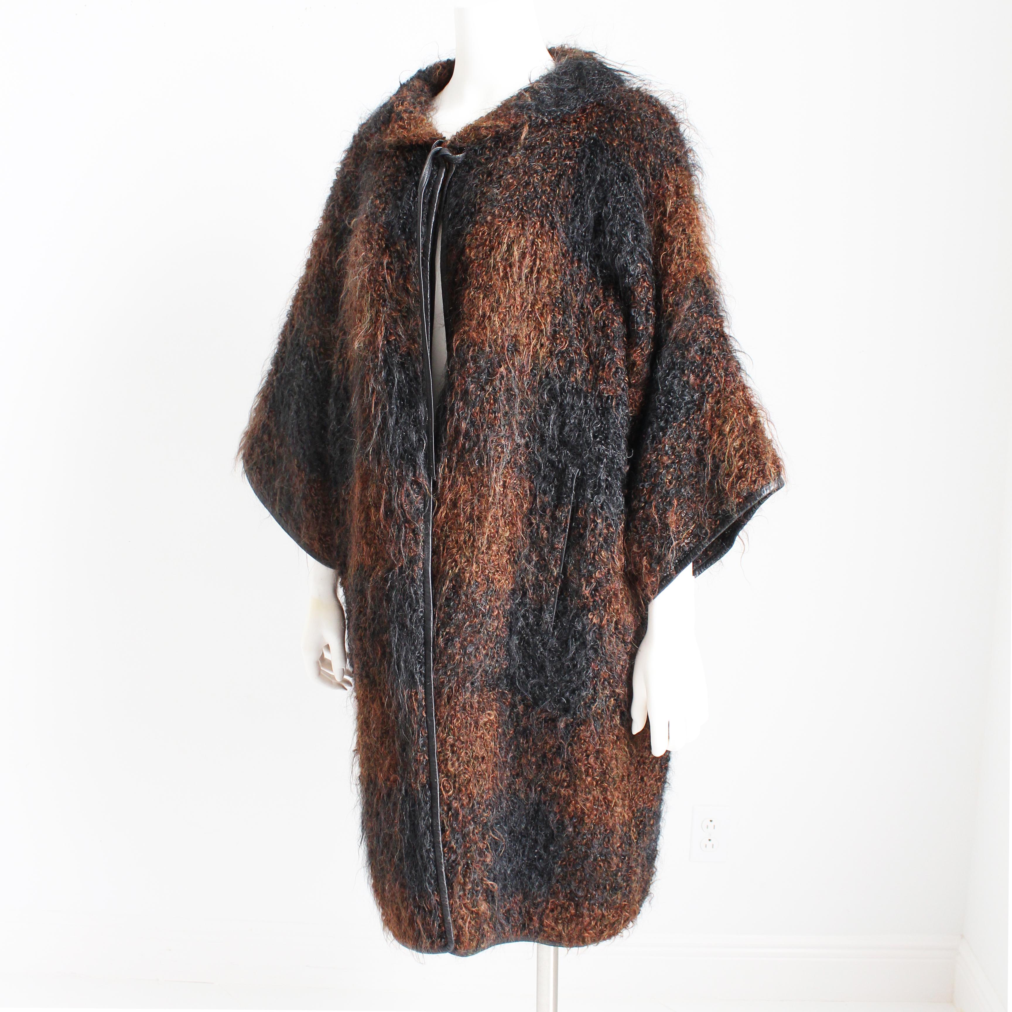 Women's or Men's Bonnie Cashin for Sills Coat NOH Mohair Knit Leather Trim Museum Piece Rare OS For Sale