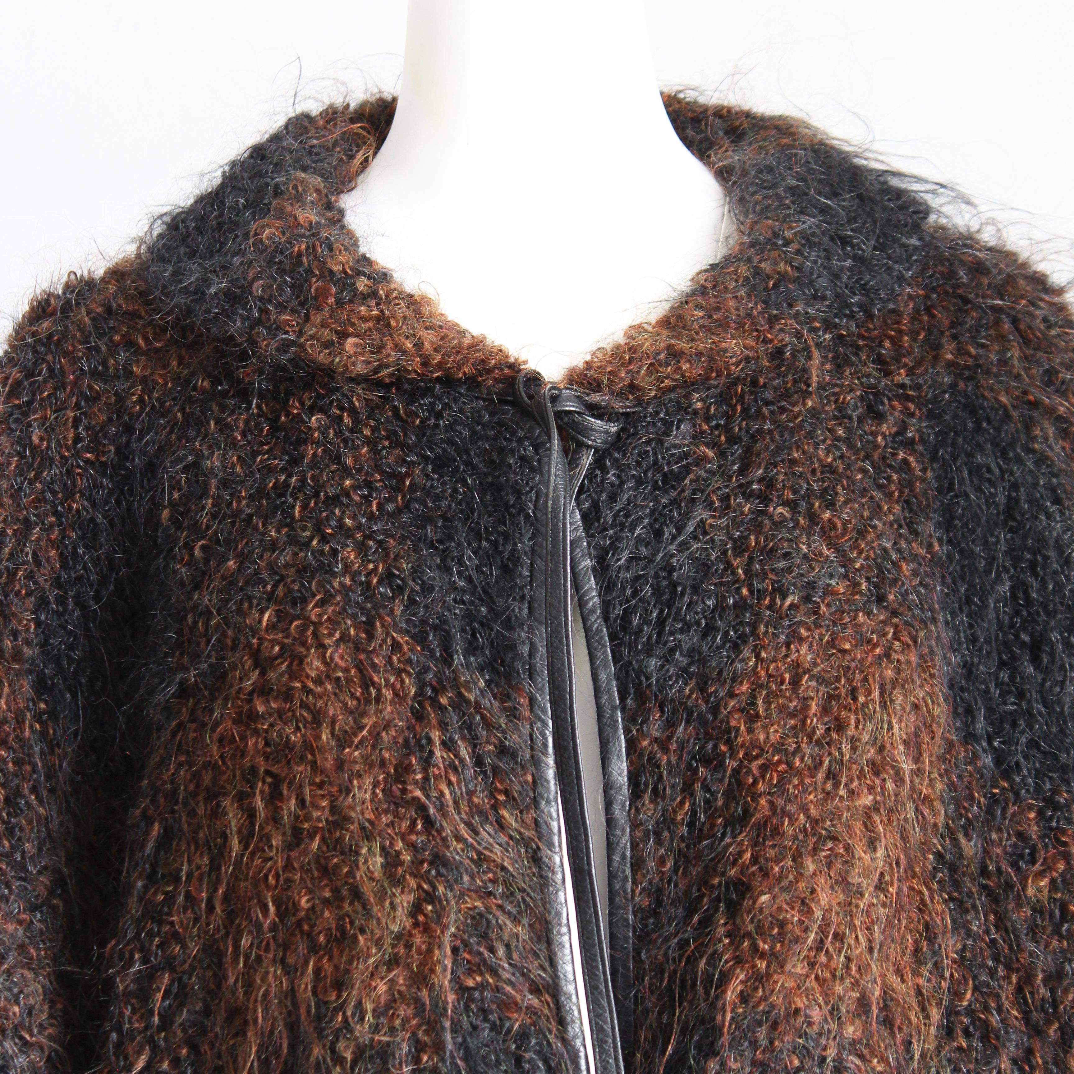 Bonnie Cashin for Sills Cappotto NOH Mohair Knit Leather Trim Museum Piece Rare OS in vendita 1
