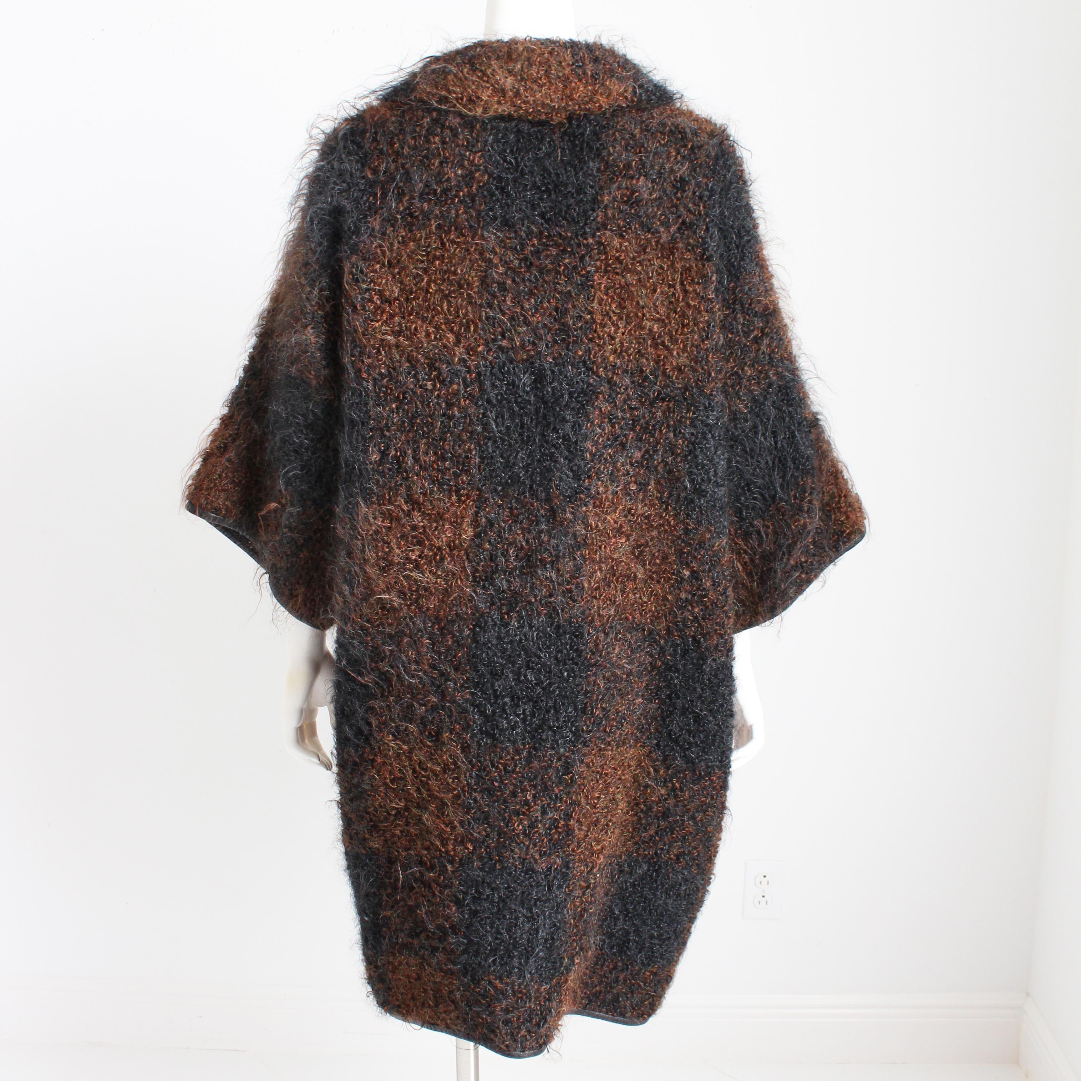 Bonnie Cashin for Sills Coat NOH Mohair Knit Leather Trim Museum Piece Rare OS For Sale 3