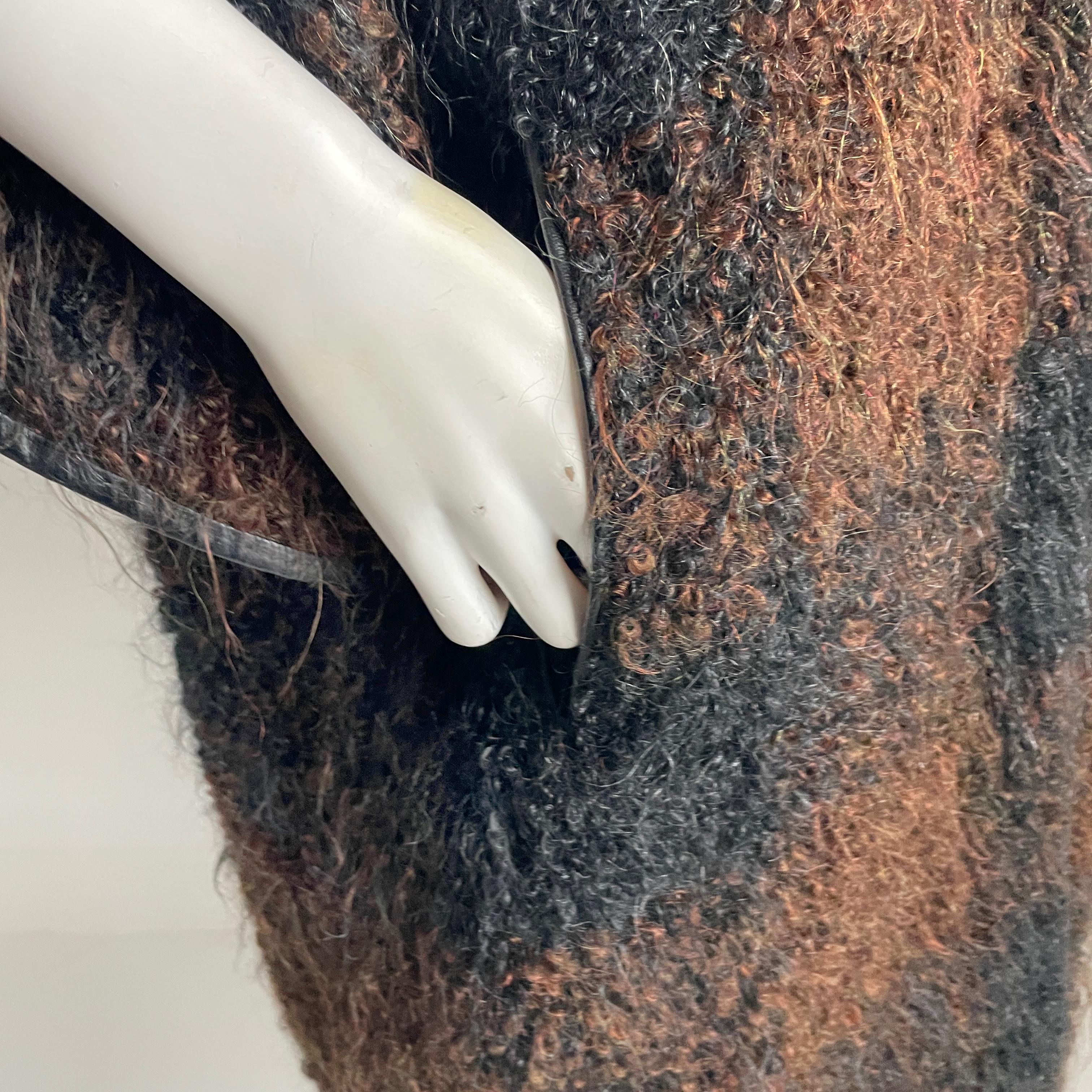 Bonnie Cashin for Sills Coat NOH Mohair Knit Leather Trim Museum Piece Rare OS For Sale 4