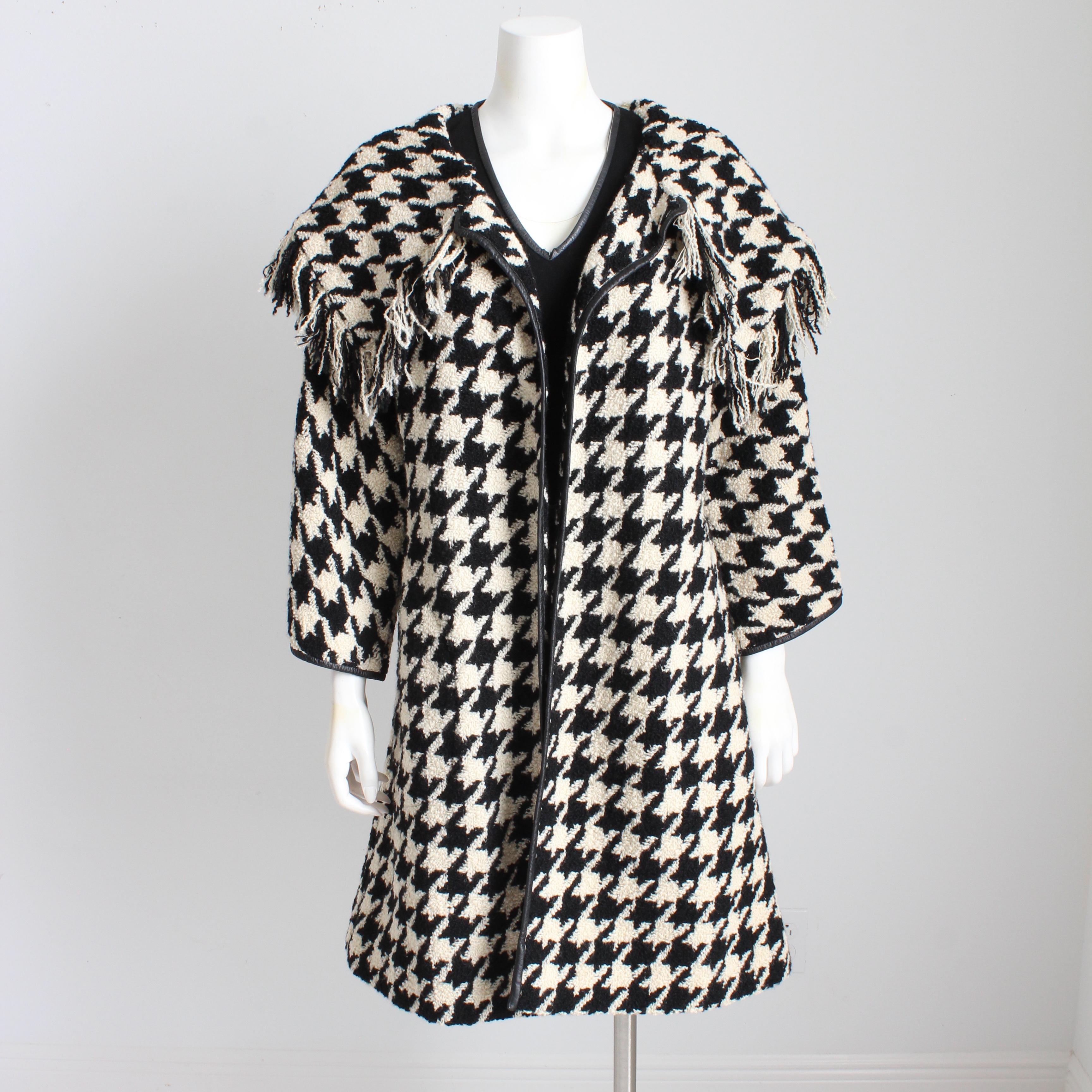 Noir Bonnie Cashin pour Sills Robe et ceinture Jersey de laine noir Garniture en cuir Vintage en vente