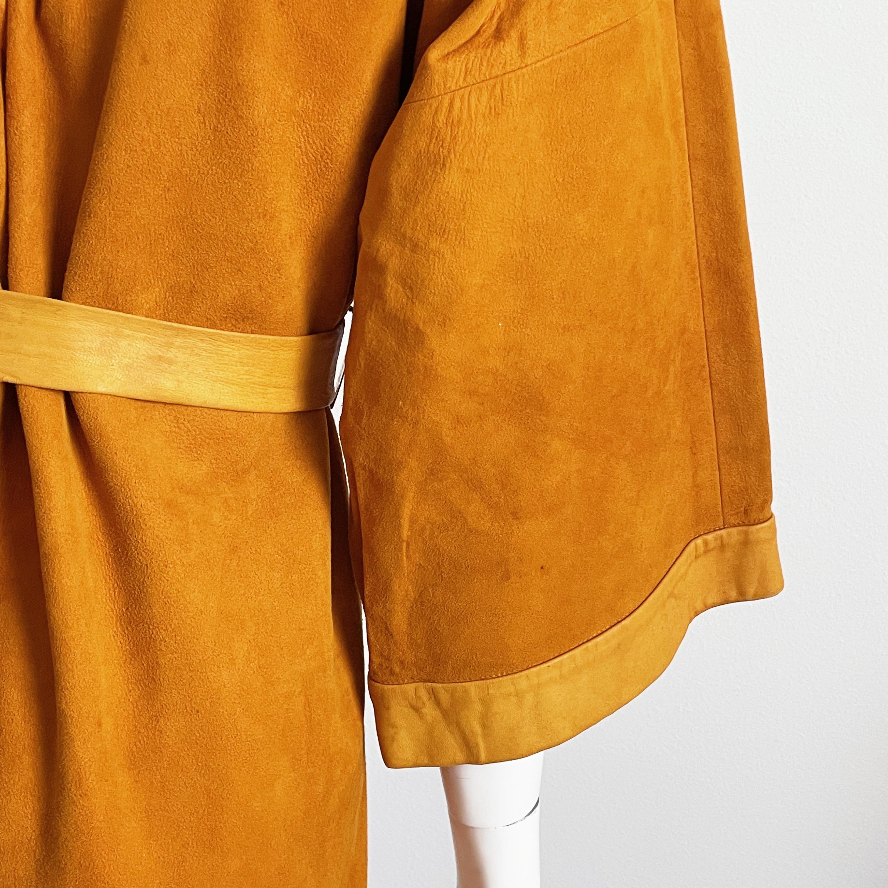 Bonnie Cashin for Sills Jacket Pumpkin Suede Leather Kimono Style Rare S/M 4