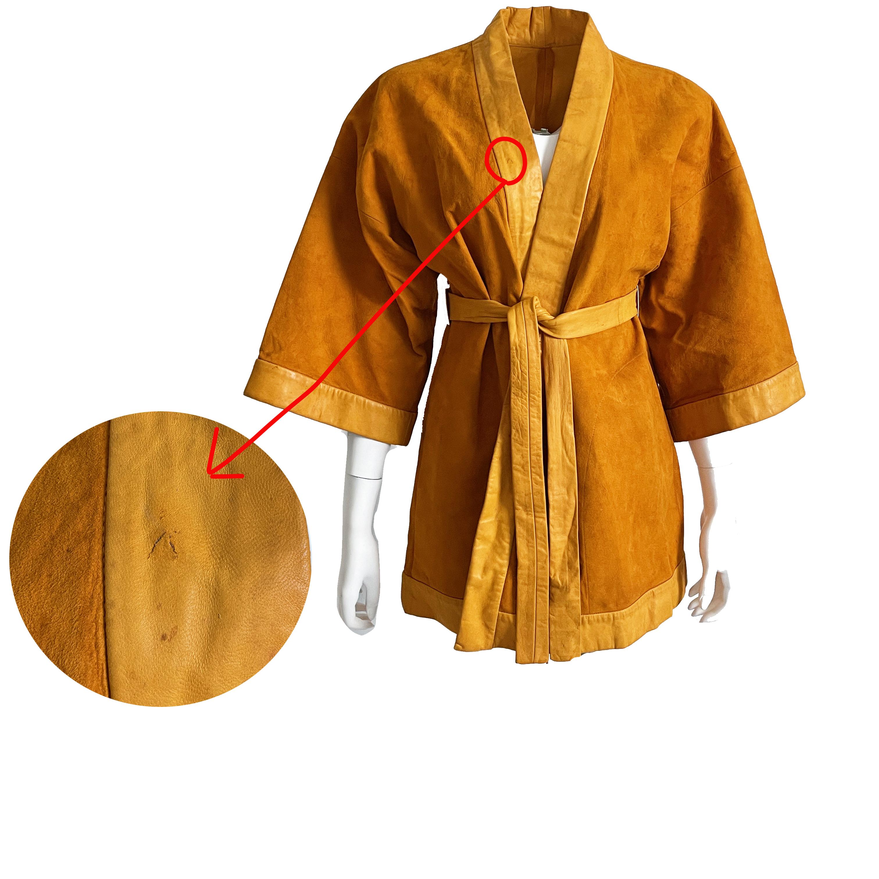 Bonnie Cashin for Sills Jacket Pumpkin Suede Leather Kimono Style Rare S/M 5