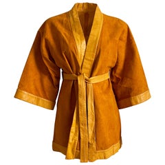 Vintage Bonnie Cashin for Sills Jacket Pumpkin Suede Leather Kimono Style Rare S/M