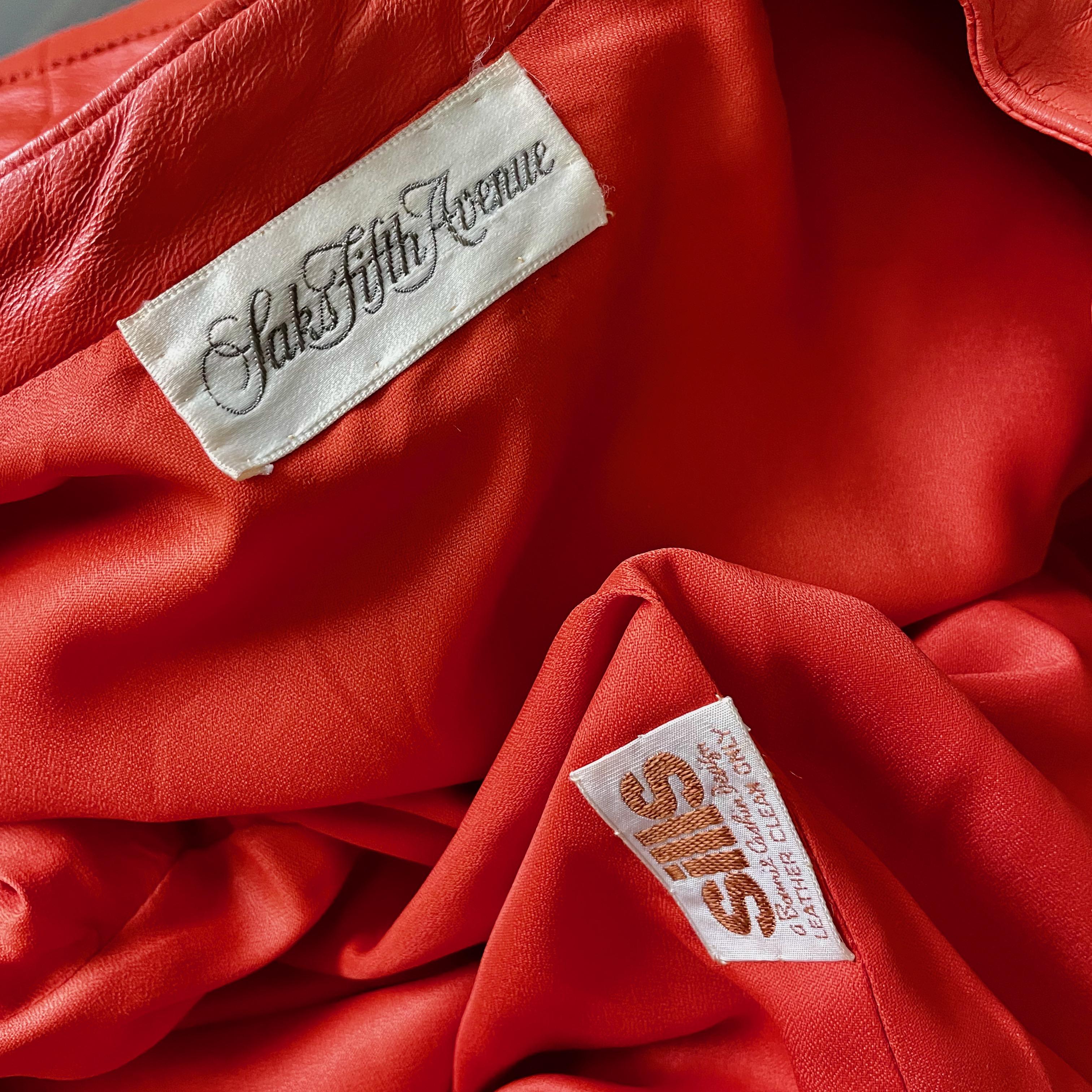 Bonnie Cashin for Sills Leather Jacket Kimono Sleeves Orange Zig Zag Edges Rare  For Sale 6