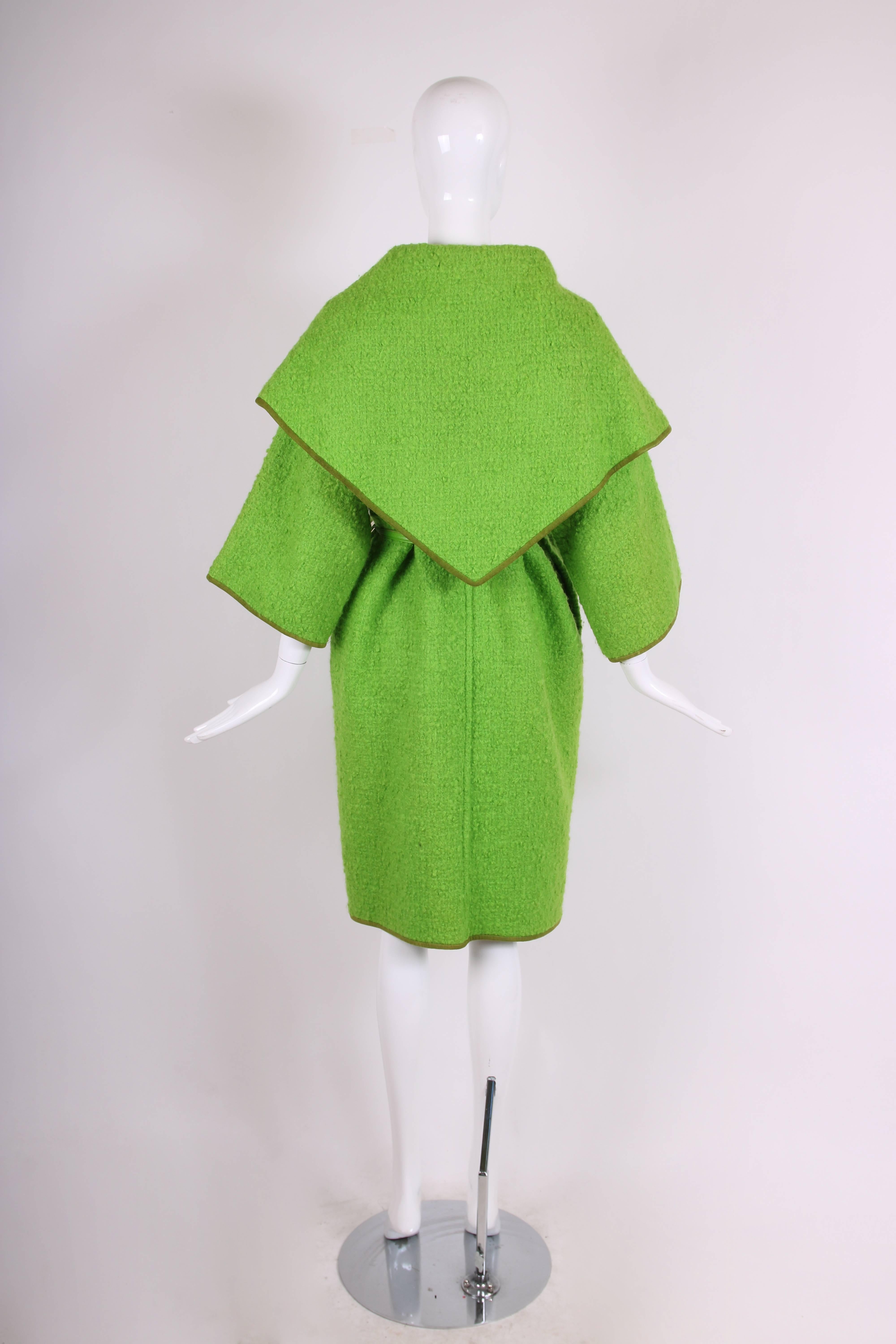 Bonnie Cashin for Sills Lime Green Boucle Wool Coat circa 1960s In Excellent Condition In Studio City, CA