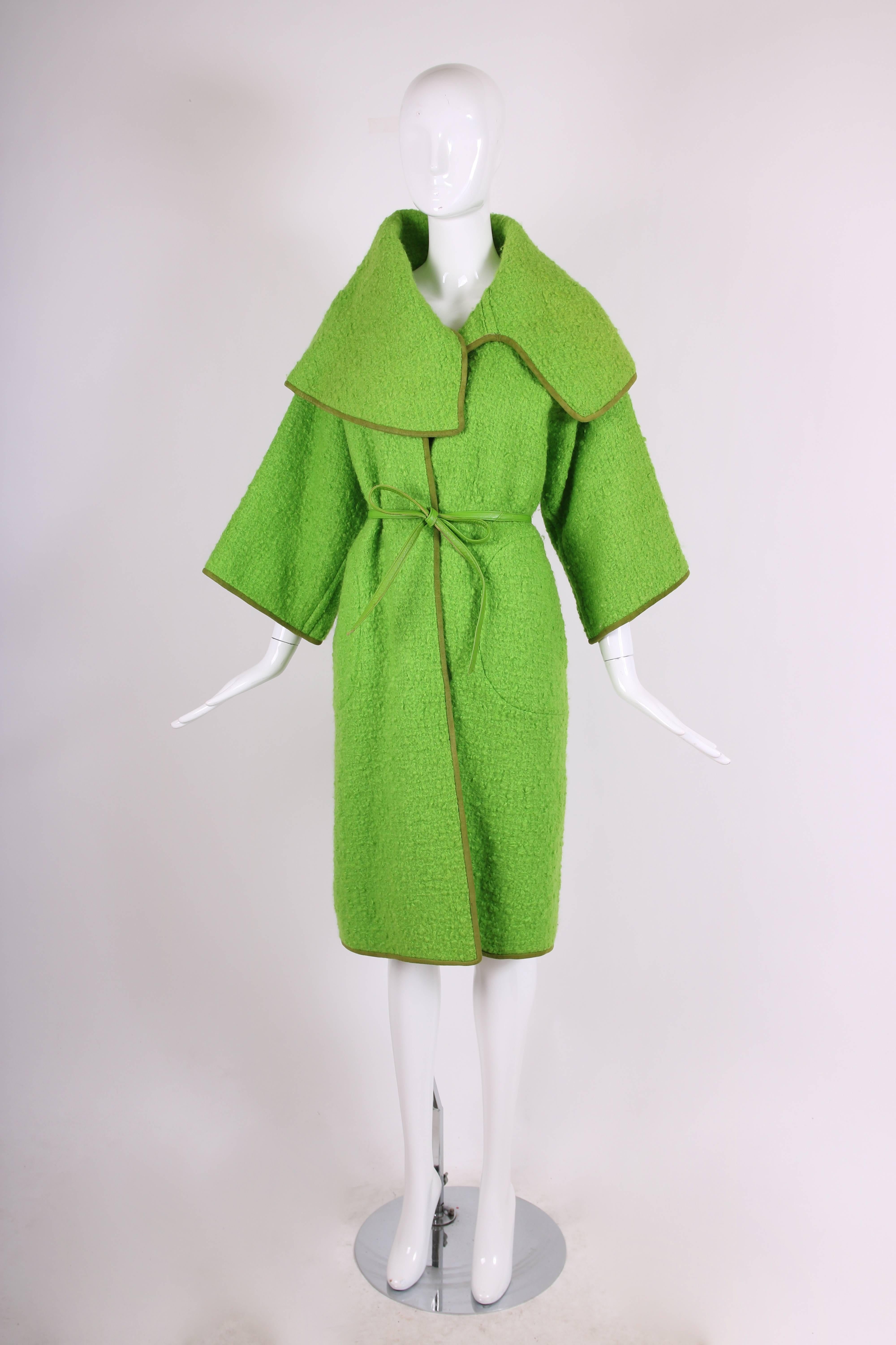 Women's Bonnie Cashin for Sills Lime Green Boucle Wool Coat circa 1960s