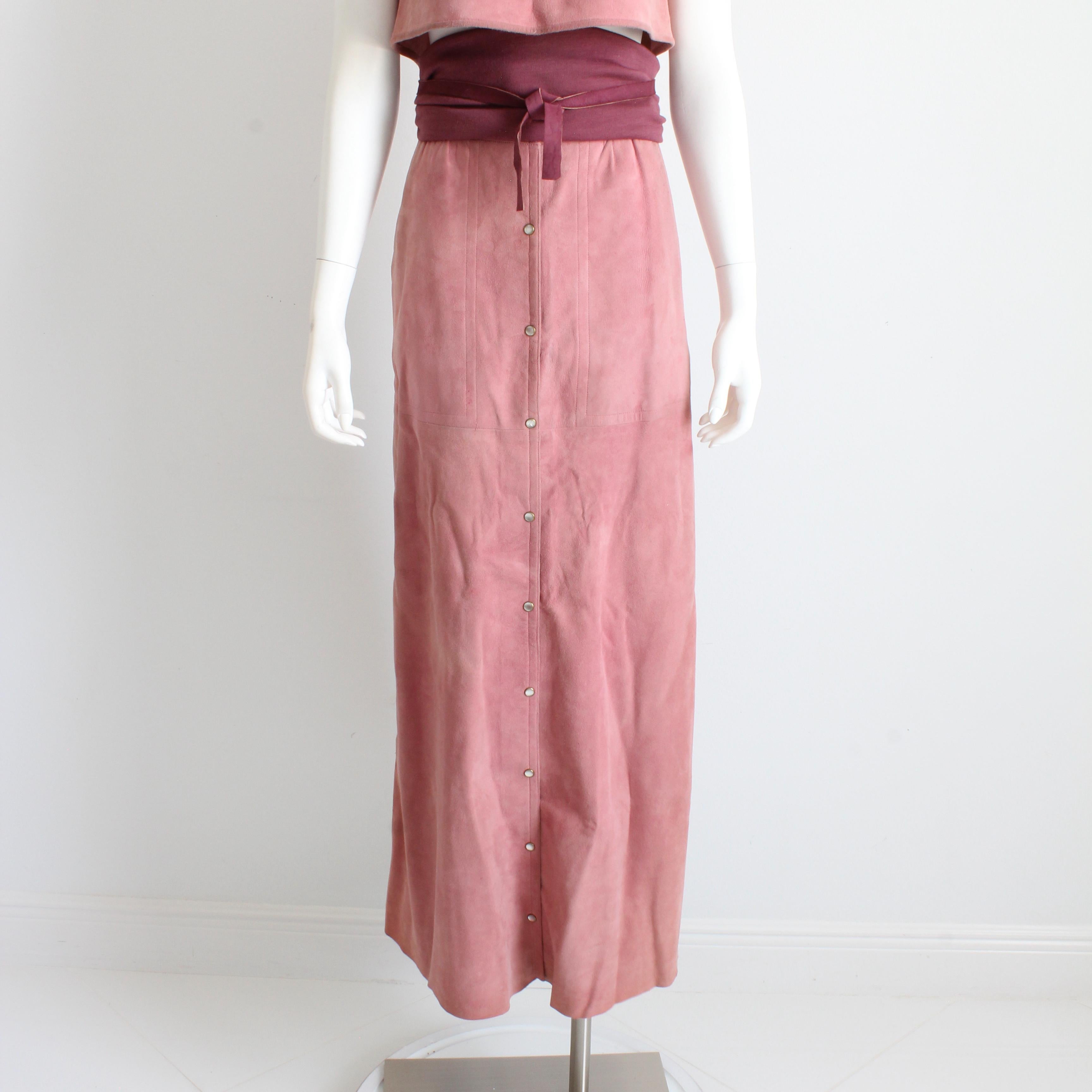 Bonnie Cashin for Sills Pale Pink Suede Skirt Set 3pc Top Skirt and Belt Rare S For Sale 8