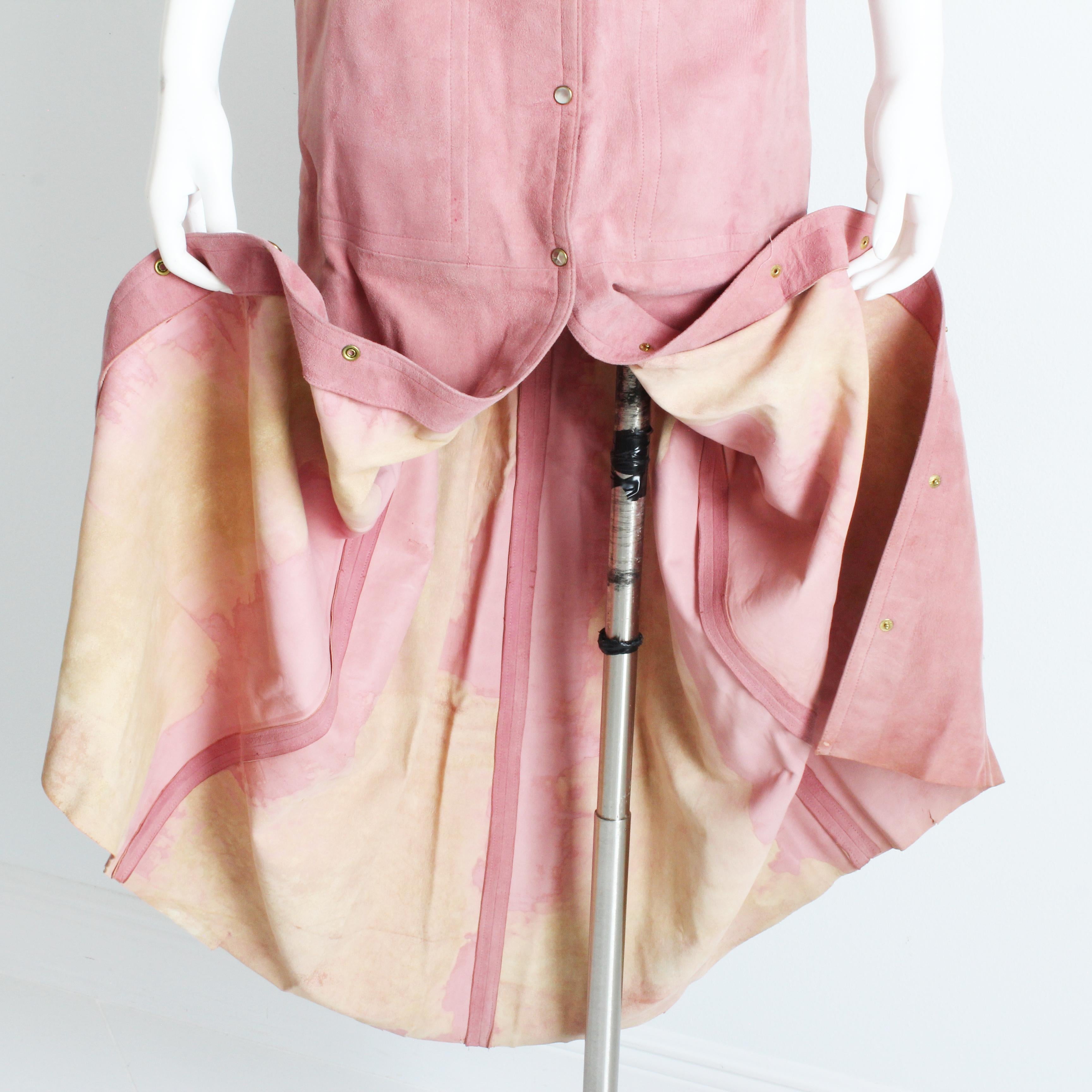 Bonnie Cashin for Sills Pink Suede Skirt Set 3pc Top Skirt and Belt Rare S 1970s For Sale 11