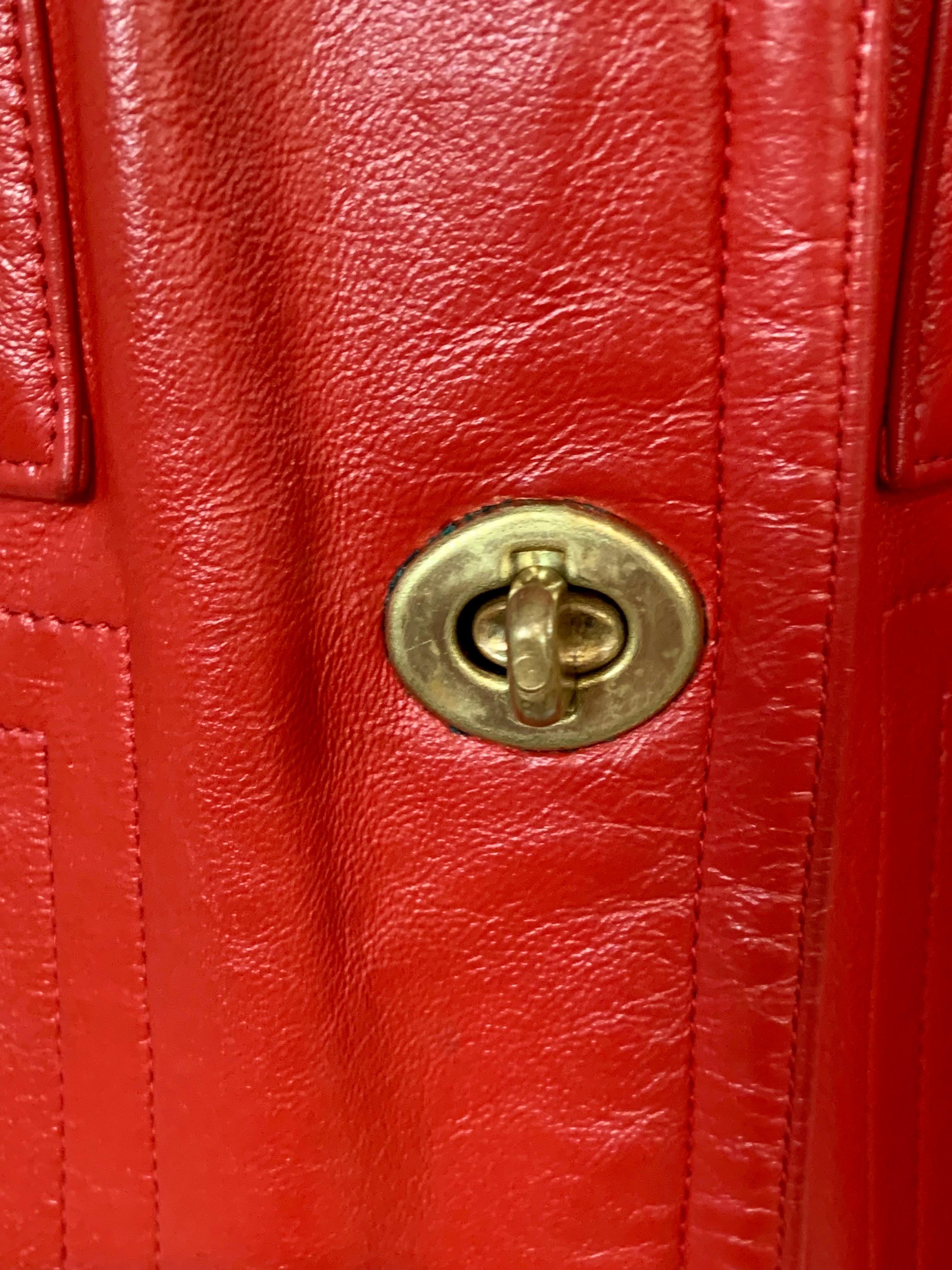 Bonnie Cashin for Sills Red Leather Coat with Brass Toggle Closures For Sale 3