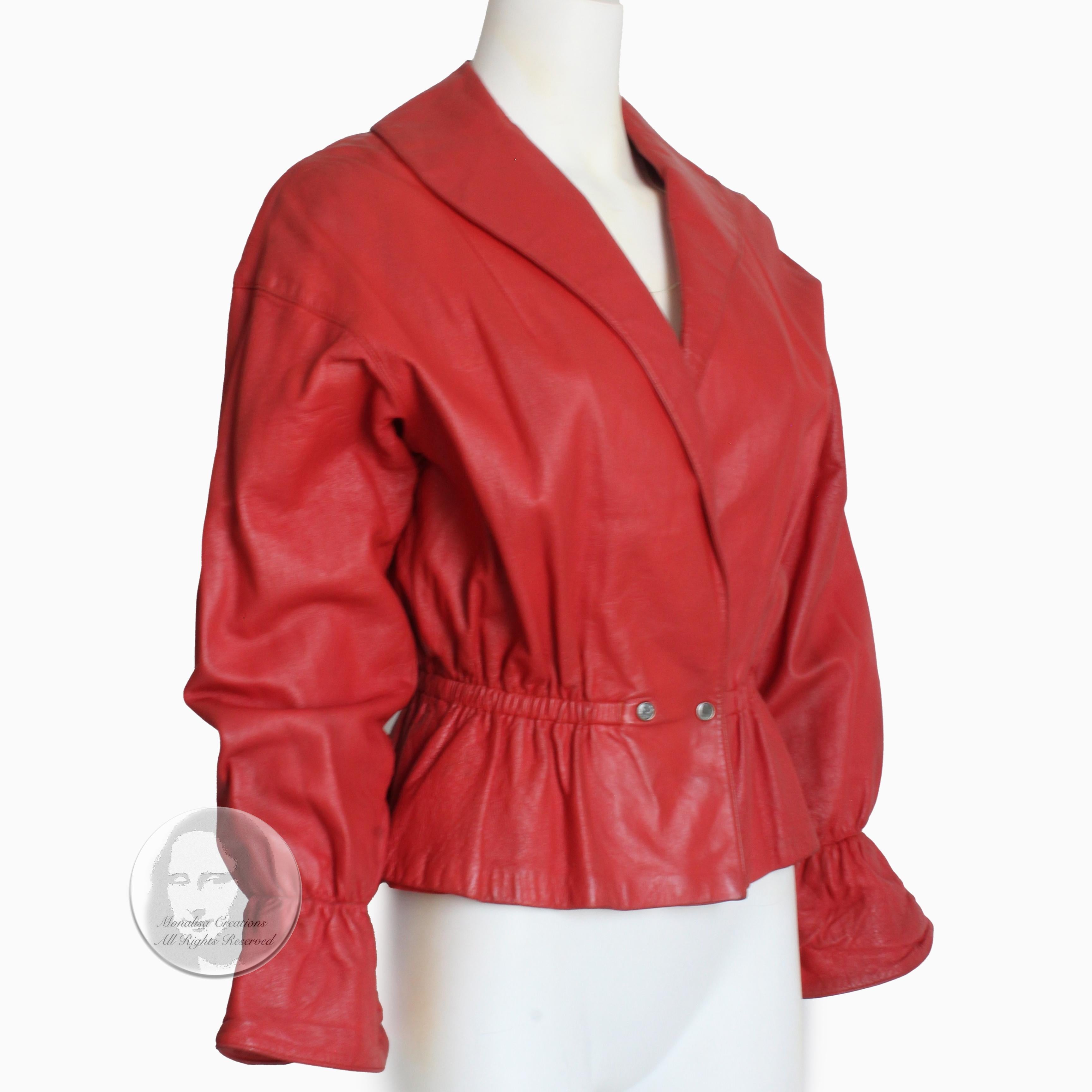  Bonnie Cashin for Sills - Veste en cuir rouge à taille péplum, rare, vintage, années 1960  Unisexe 