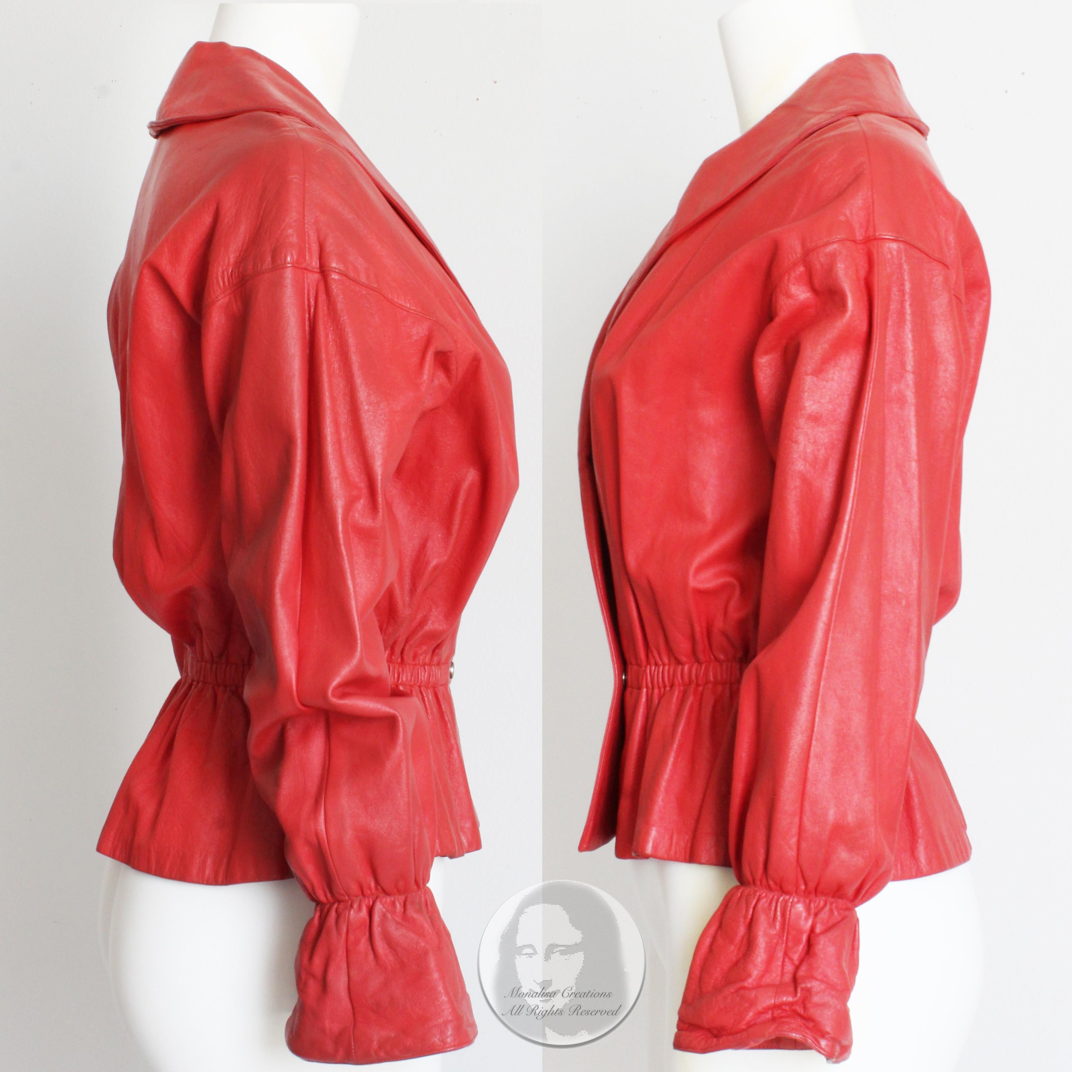 Bonnie Cashin for Sills - Veste en cuir rouge à taille péplum, rare, vintage, années 1960  2