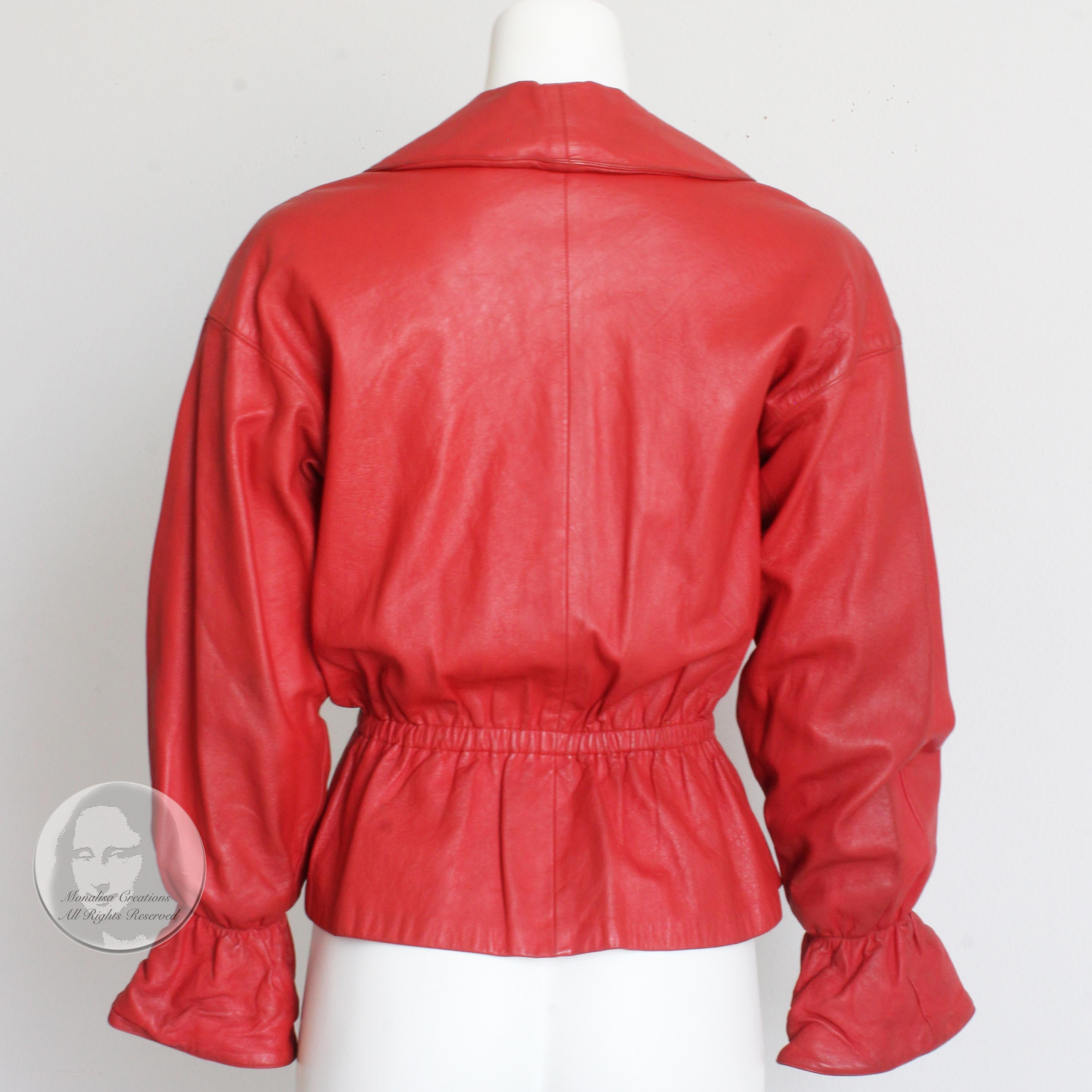 Bonnie Cashin for Sills - Veste en cuir rouge à taille péplum, rare, vintage, années 1960  3