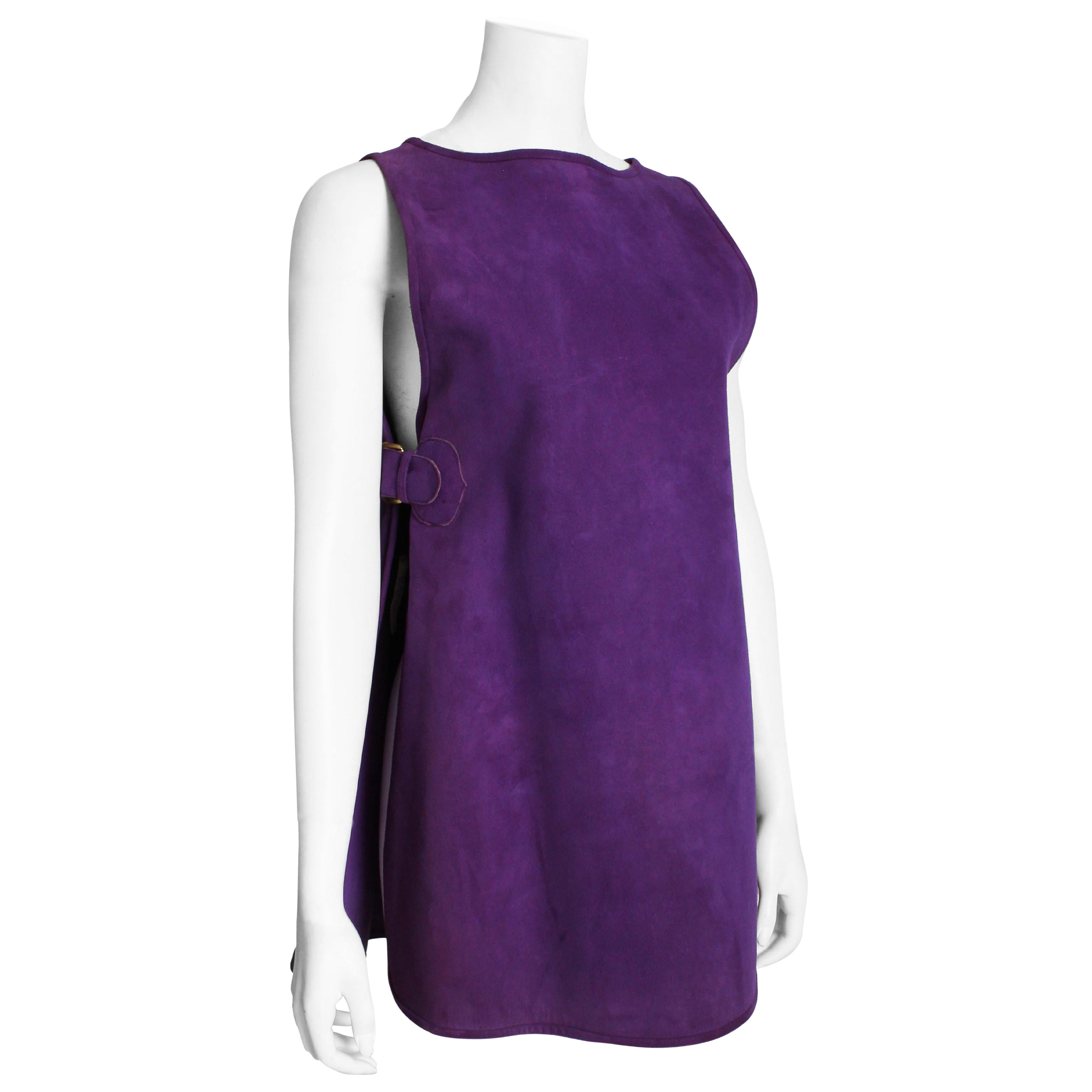 Bonnie Cashin for Sills Suede Tunic Dress Lilac Purple Saks 5th Ave 60s NOS NWT For Sale