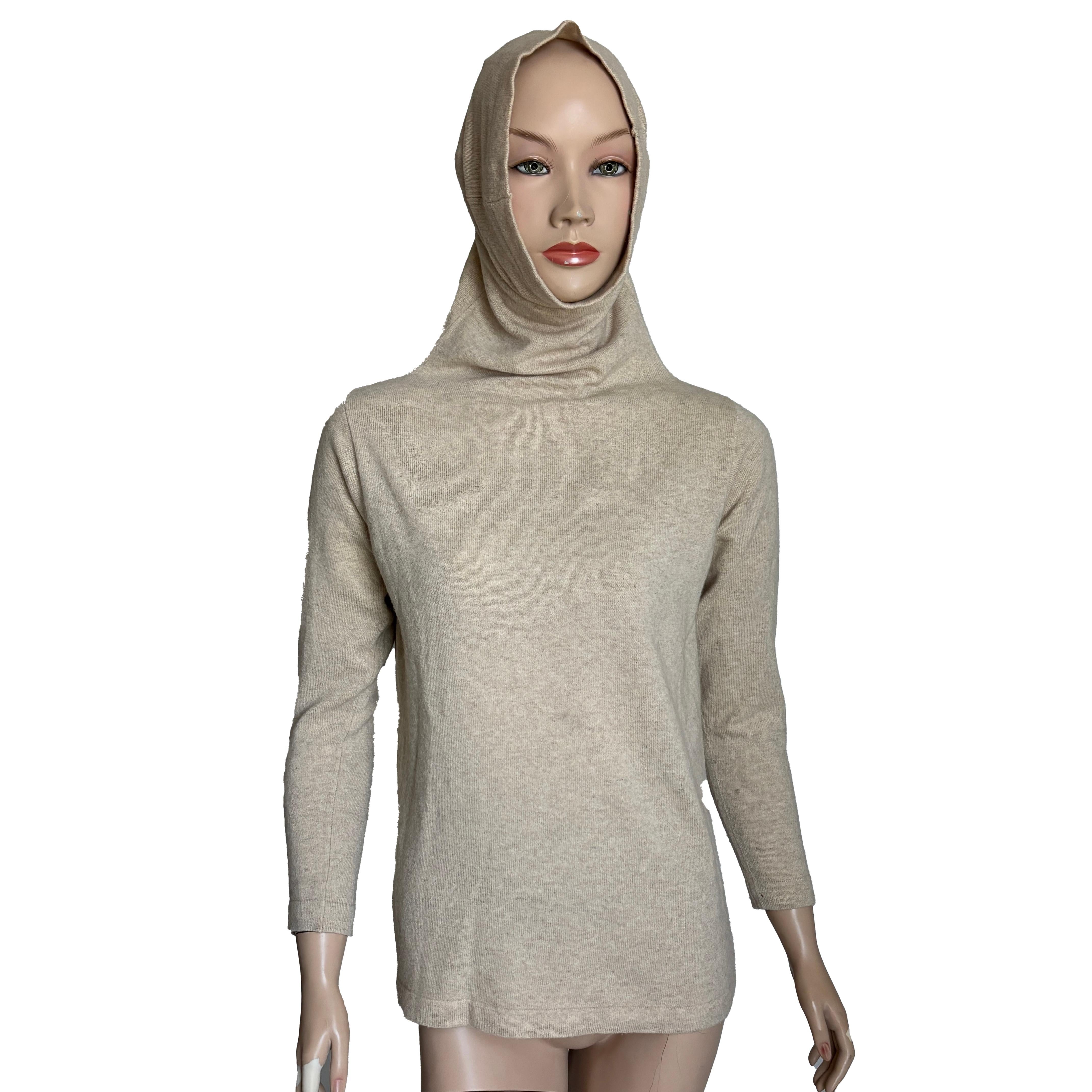Brown Bonnie Cashin Funnel Neck Sweater Cashmere Oatmeal Tan Lord & Taylor Rare HTF For Sale