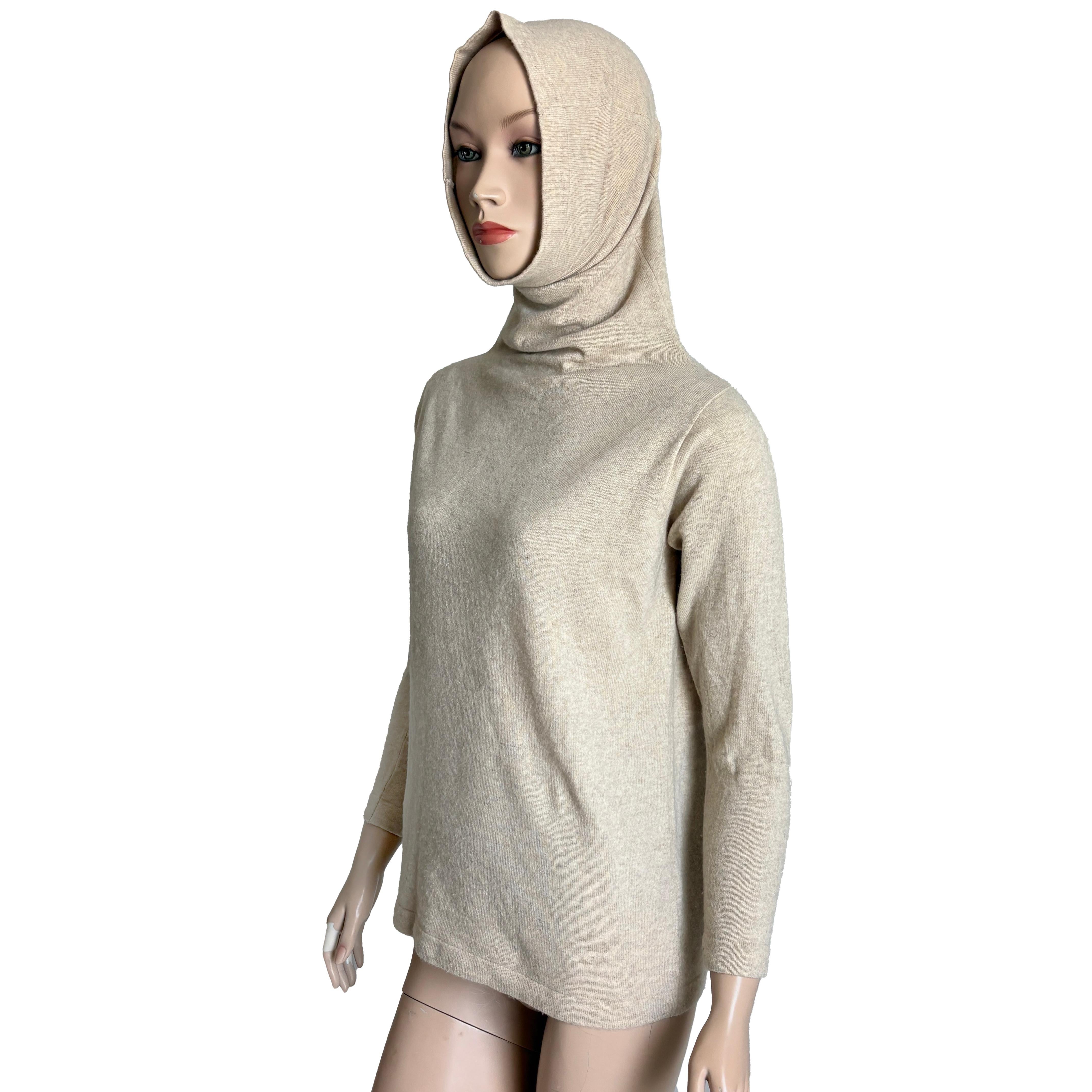 Women's Bonnie Cashin Funnel Neck Sweater Cashmere Oatmeal Tan Lord & Taylor Rare HTF For Sale