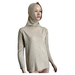 Vintage Bonnie Cashin Funnel Neck Sweater Cashmere Oatmeal Tan Lord & Taylor Rare HTF