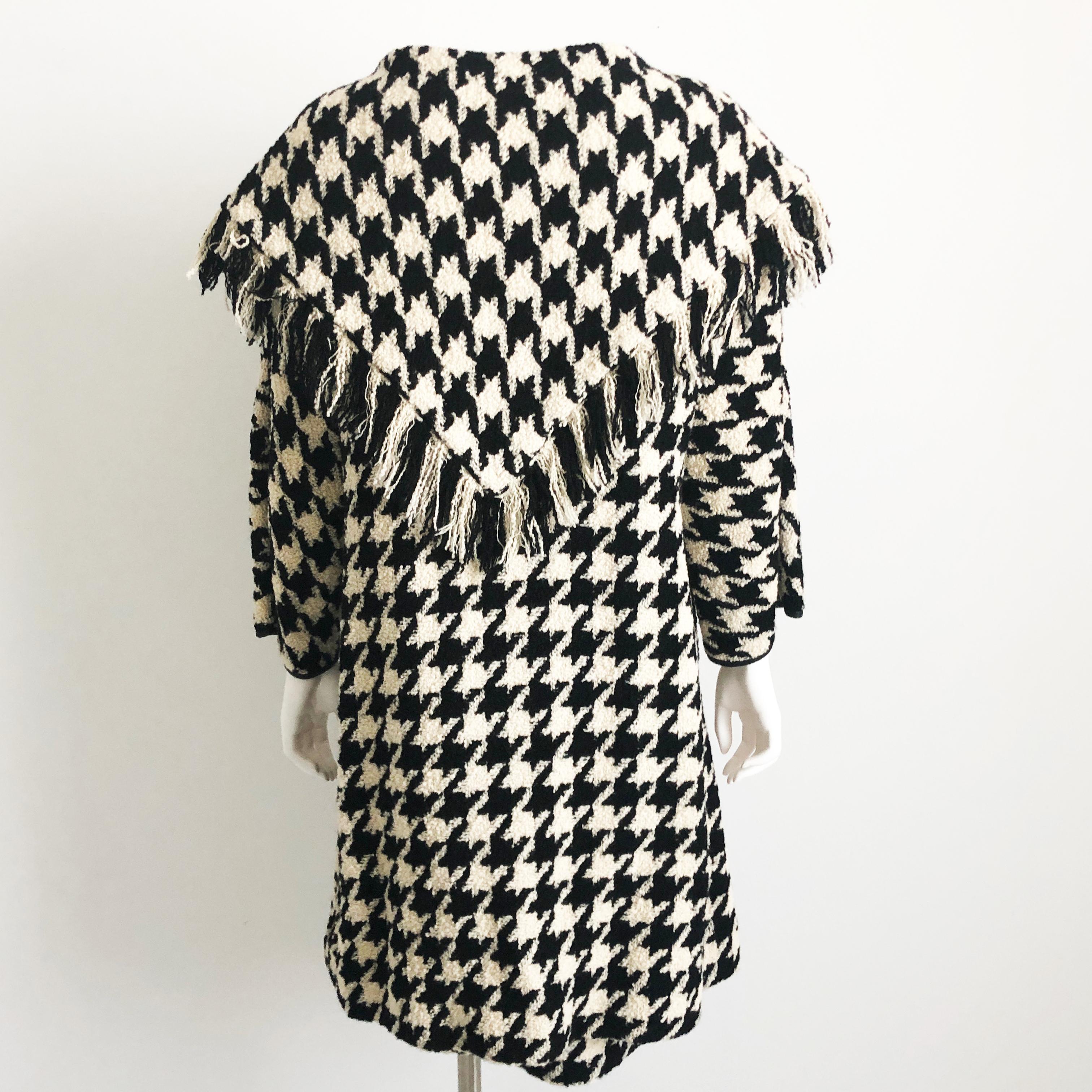 Women's Bonnie Cashin Houndstooth Fringe Coat + Skirt 2pc Ensemble Rare Vintage 1960s M For Sale
