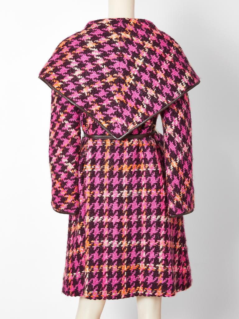 Brown Bonnie Cashin Houndstooth Pattern Wool Coat For Sale