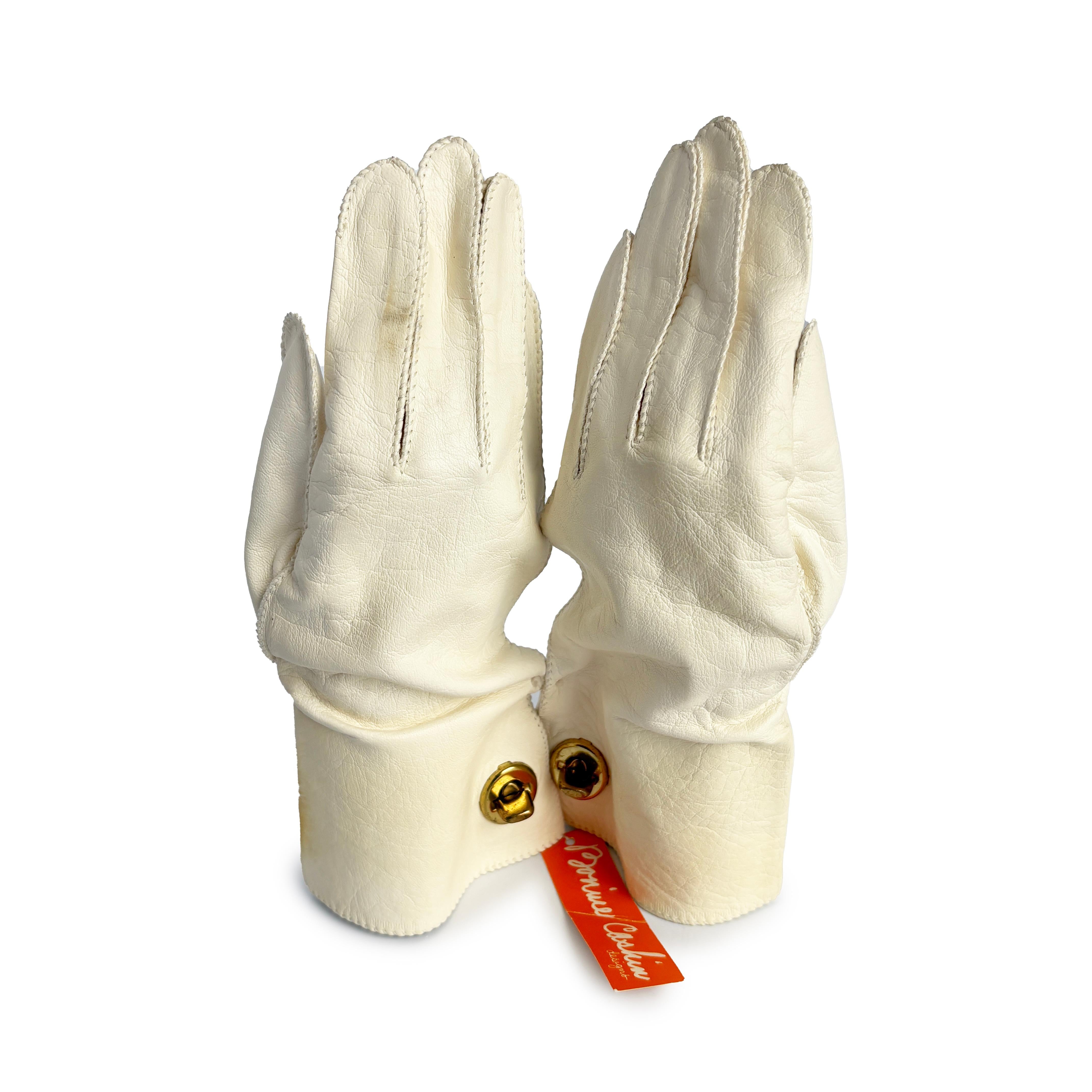 Bonnie Cashin Leather Gloves Gauntlet Style Iconic Turn Lock Vintage Crescendoe For Sale 1