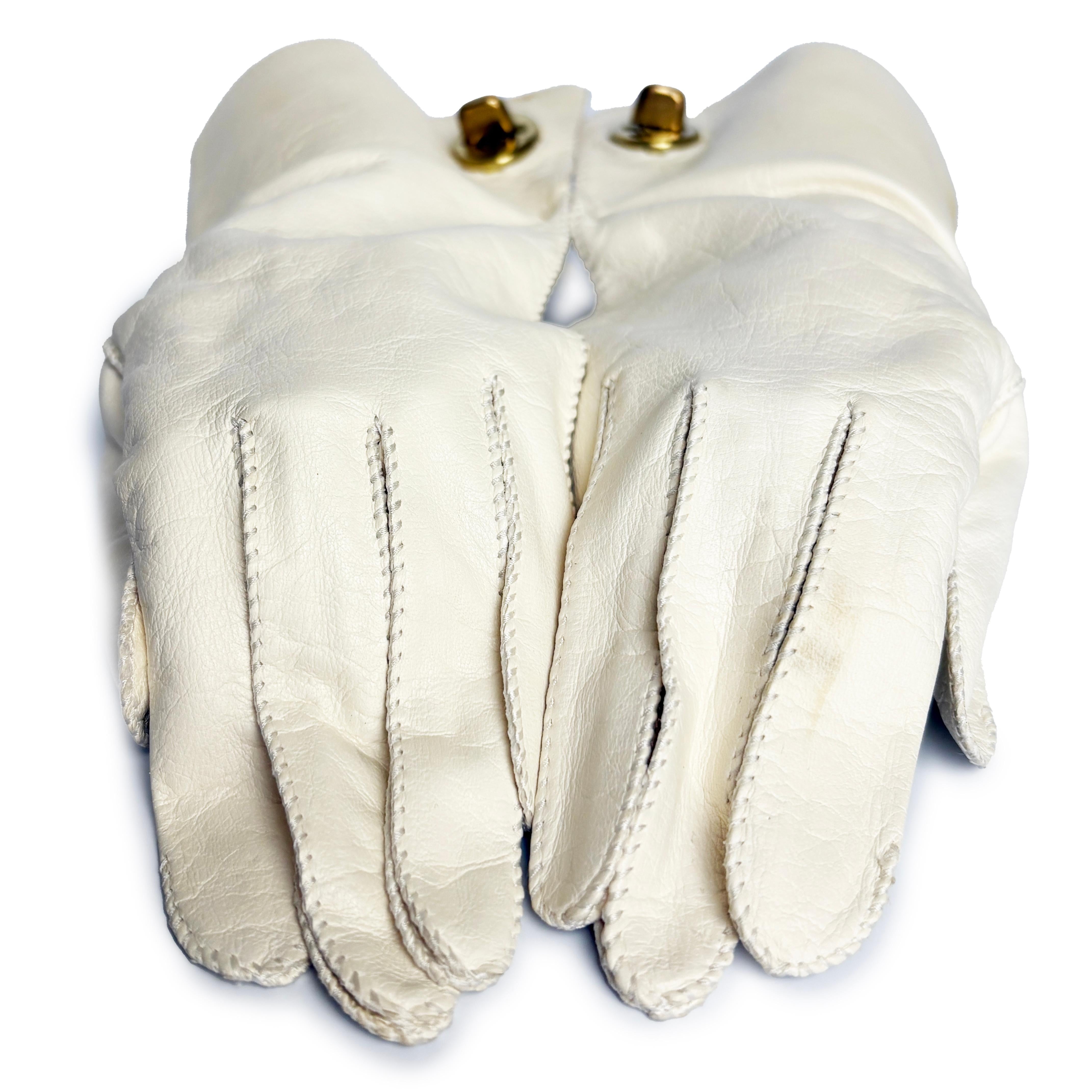 Bonnie Cashin Leather Gloves Gauntlet Style Iconic Turn Lock Vintage Crescendoe For Sale 2