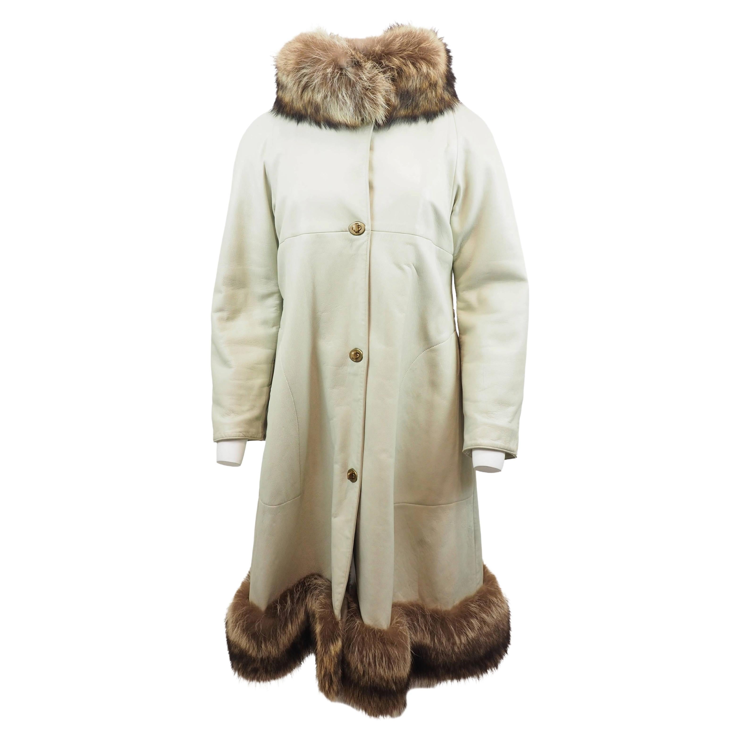 Bonnie Cashin Cappotto in pelle con pelliccia di volpe in vendita
