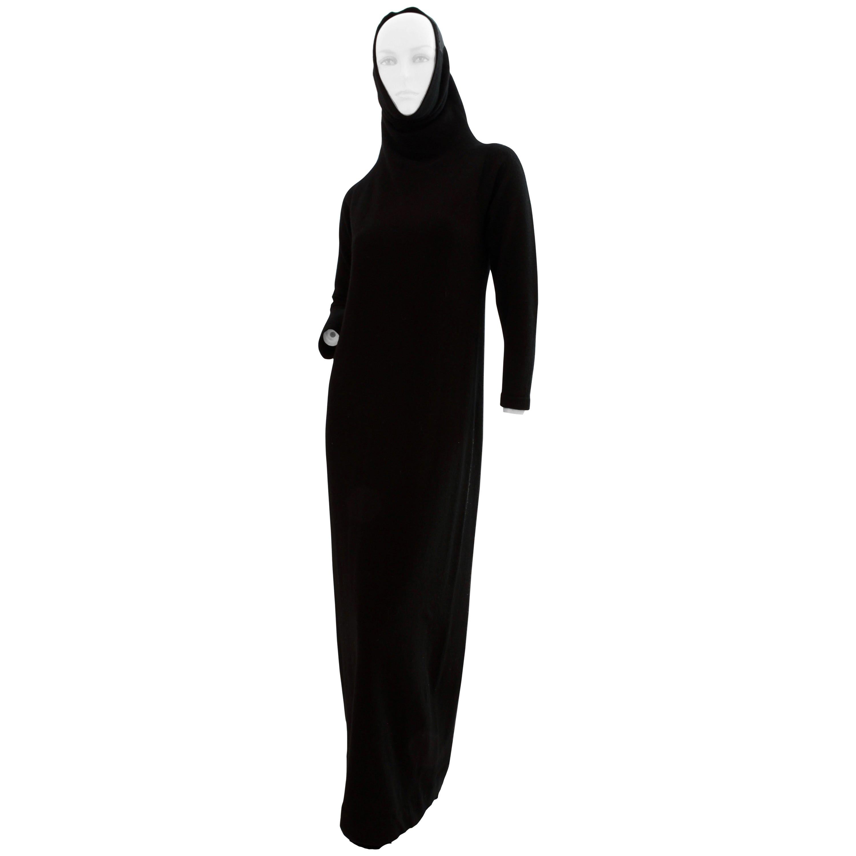 Bonnie Cashin Long Knit Dress With Madonna Hood Collar Long Wool Maxi ...