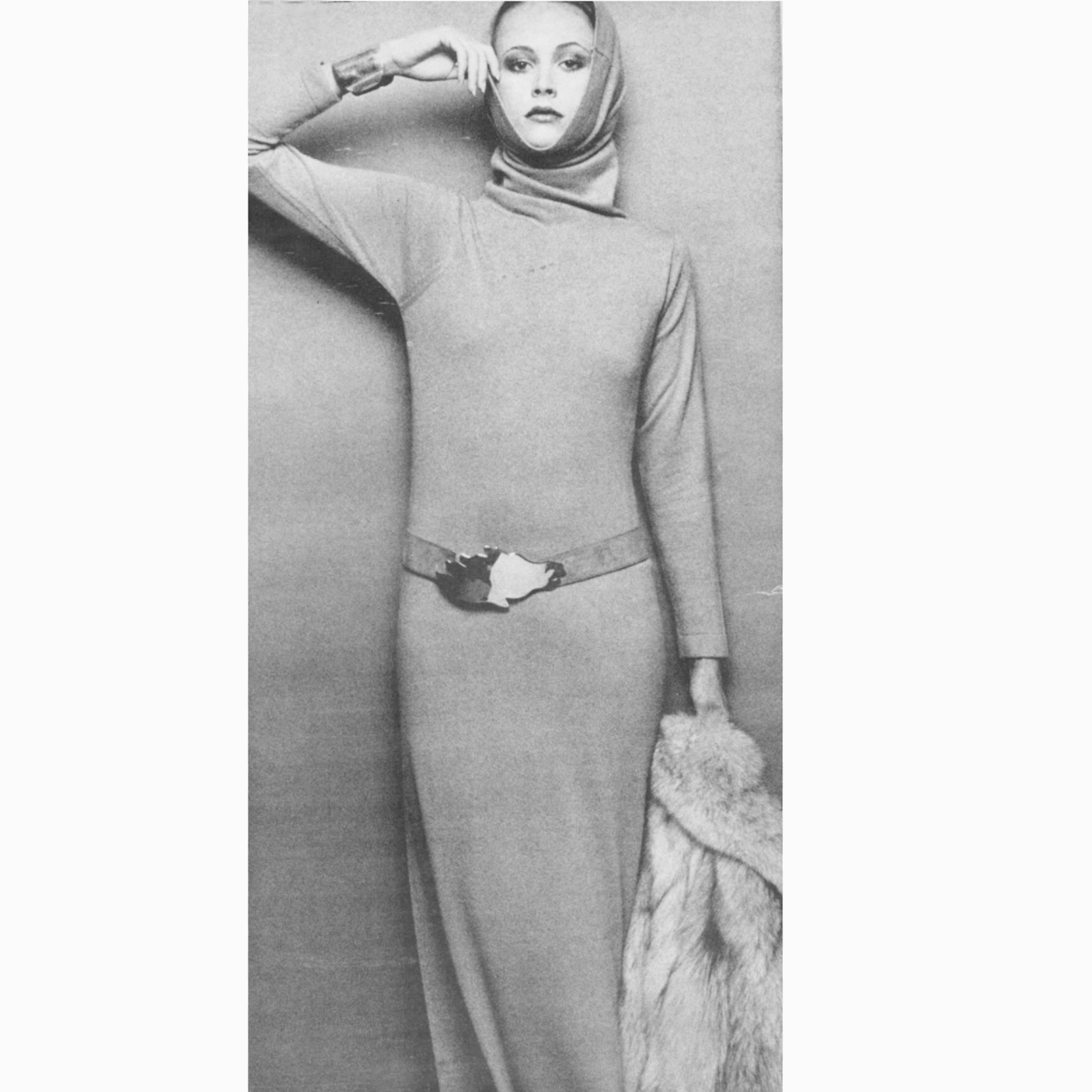 Robe longue Bonnie Cashin à ceinture col en maille de cachemire vintage rétro des années 70 HTF Bon état - En vente à Port Saint Lucie, FL