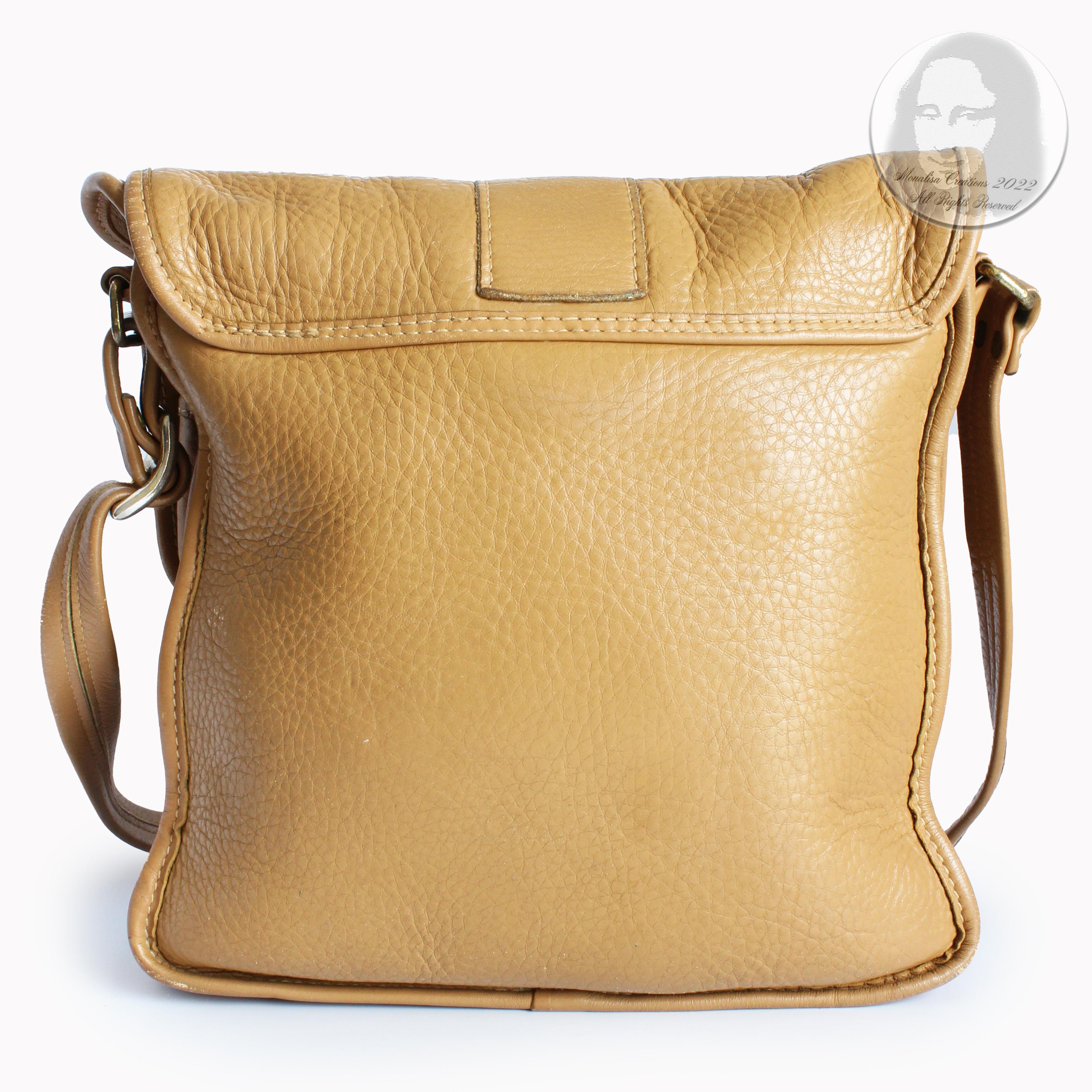 Women's or Men's Bonnie Cashin Messenger Bag with Double Turnlock Flap Tan Leather Rare 1970s