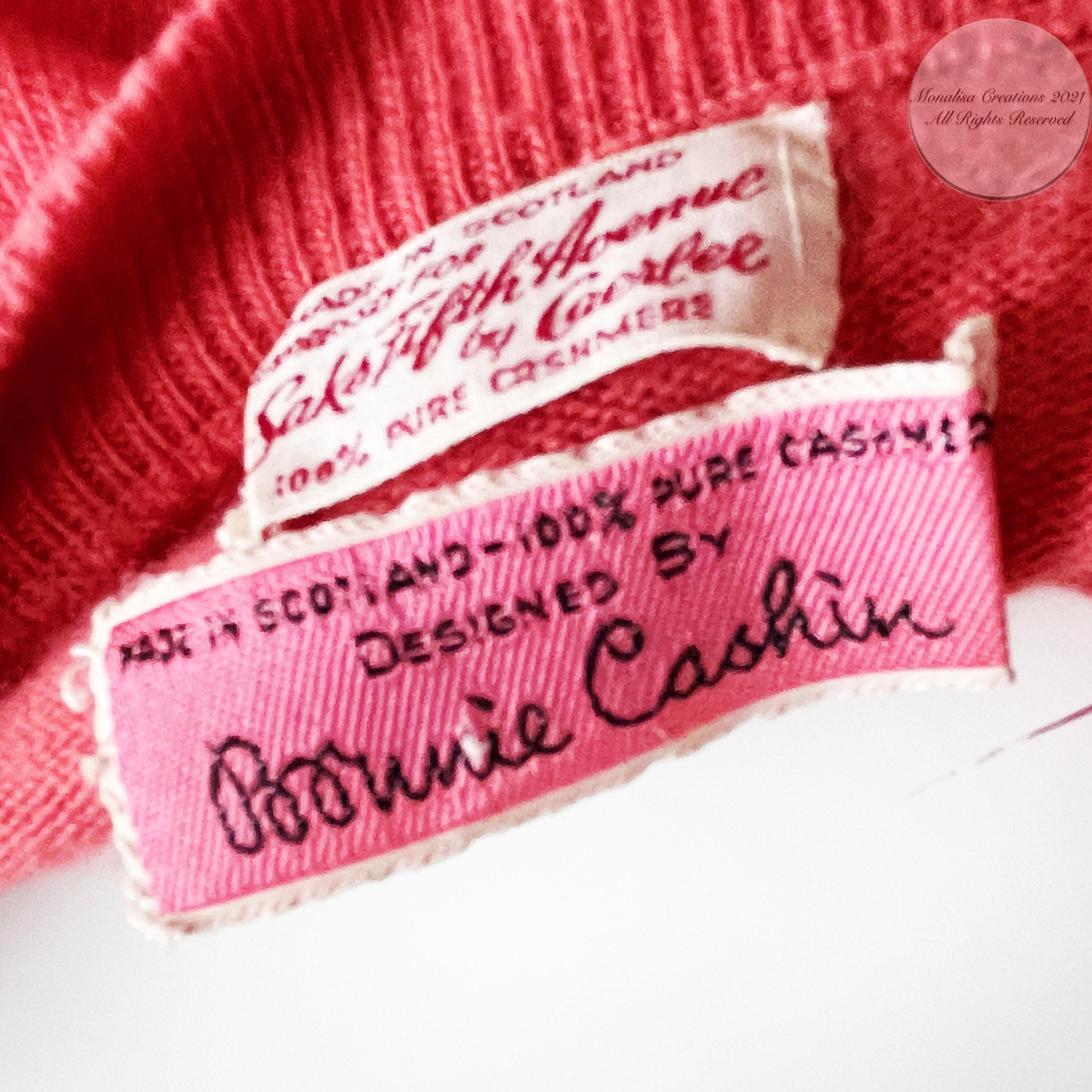Bonnie Cashin Pink Cashmere Dress Intarsia Knit Florals Rare Saks 5th Ave 60s  3