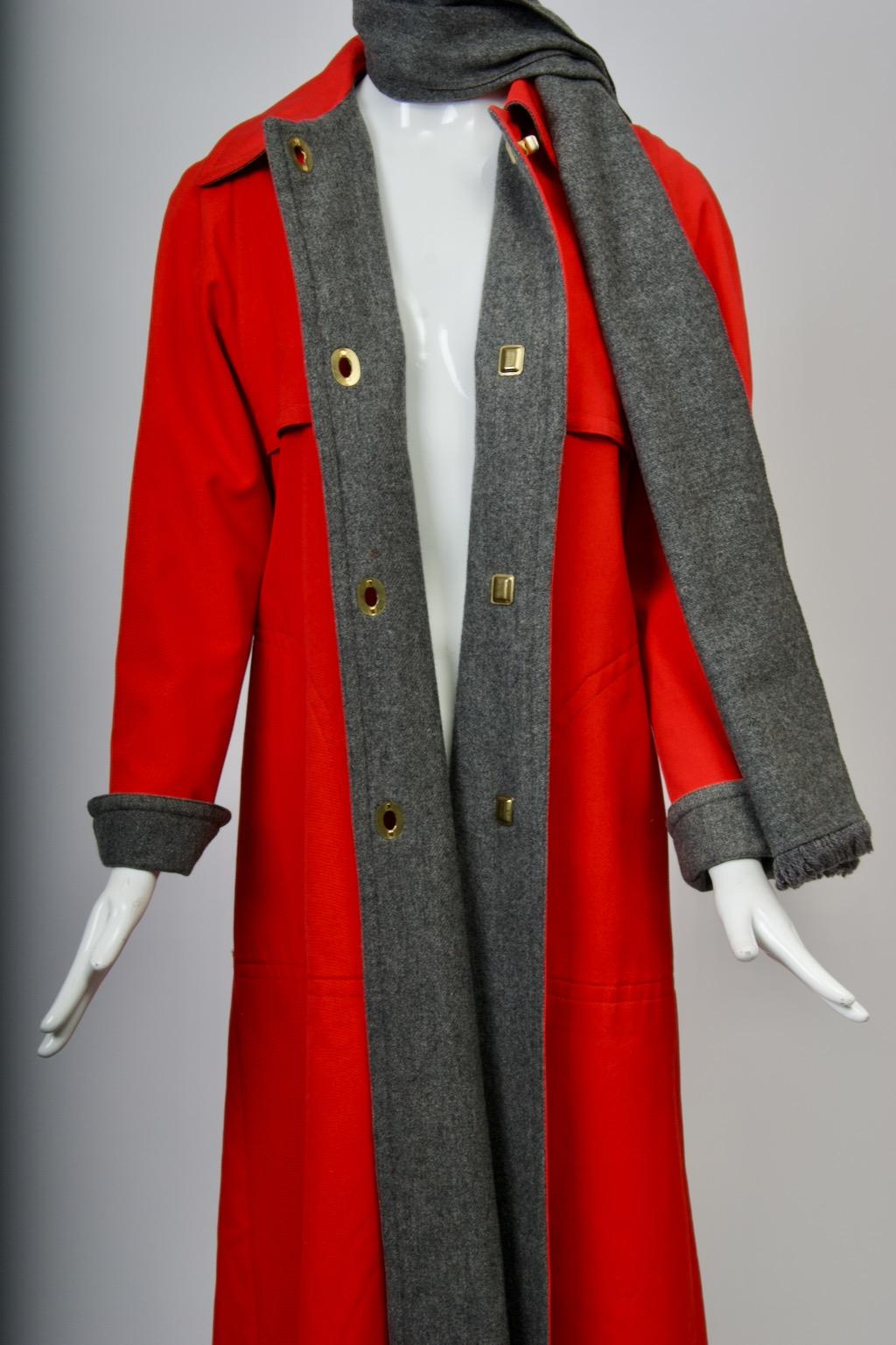 Bonnie Cashin Red Coat with Scarf For Sale 2
