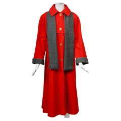 Vintage Bonnie Cashin Red Coat with Scarf